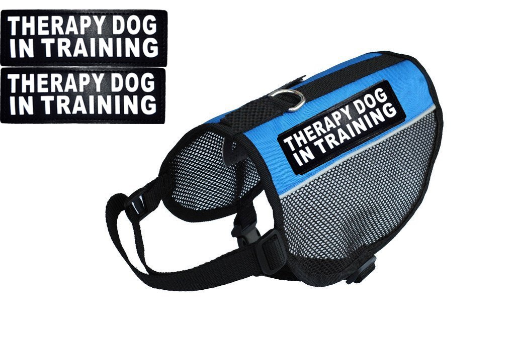 **Therapy Dog Mesh Vest Harness - Breathable Nylon Cooling Comfort with 2 Reflective Training Patches (Adjustable 15-20