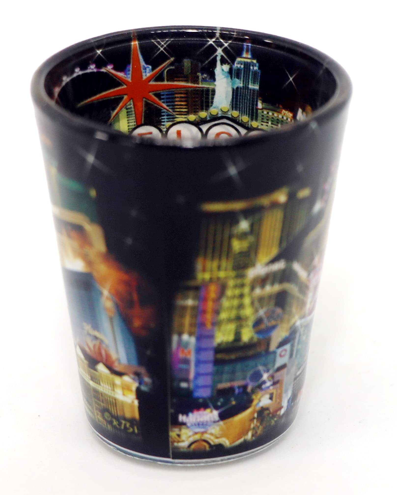 Las Vegas Nevada City Collage Black Shot Glass - Perfect for Parties, Gifts & Souvenirs | Durable & Stylish Barware for Cocktails & Shots