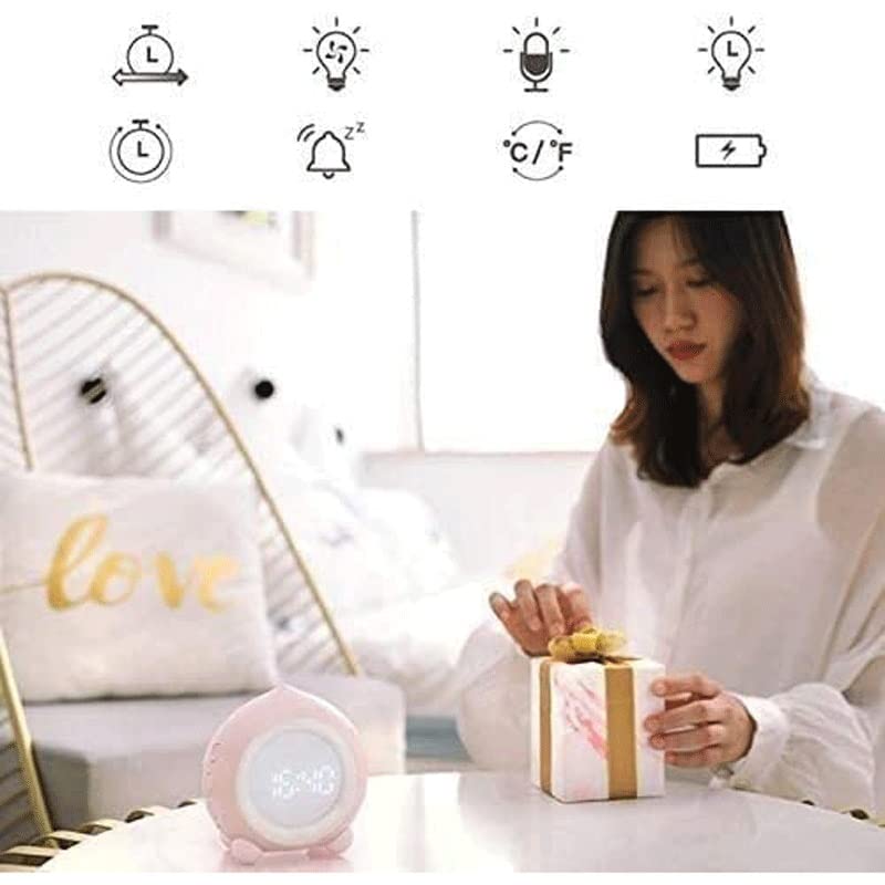 Kids Alarm Clock with Wake-Up Light & Sleep Sounds - Children's Sleep Trainer & Sleep Aid for Better Morning Routines - Perfect for Bedrooms, Nurseries, and Gentle Wake-Up Training (Color: Blue)