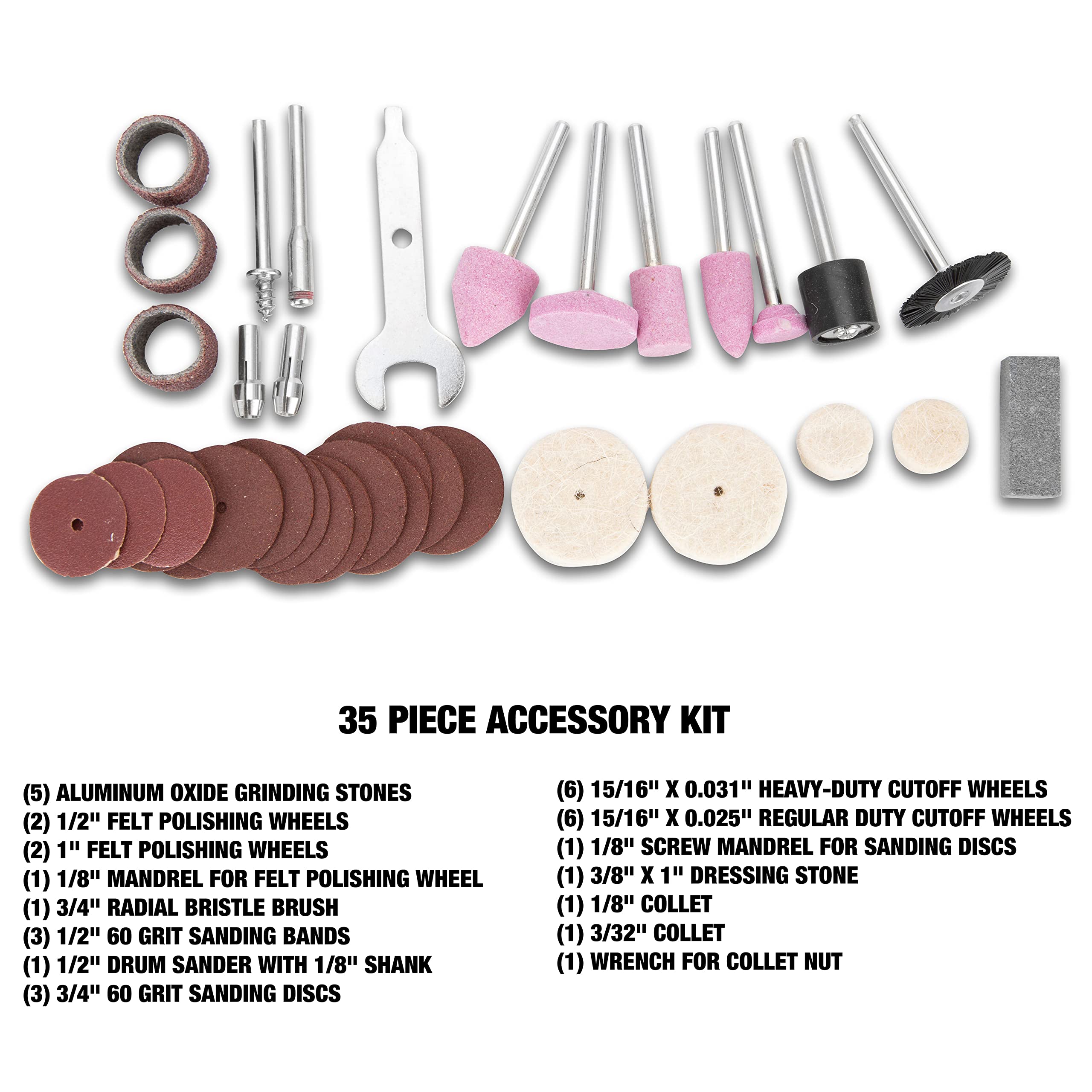 OEMTOOLS 24664 Corded Rotary Tool Kit with 35-Piece Accessory Set - Multi-Purpose Rotary Tool for Sanding, Grinding, Polishing & DIY Projects - Green & Black Rotary Tool for Woodworking, Metalworking & Crafts
