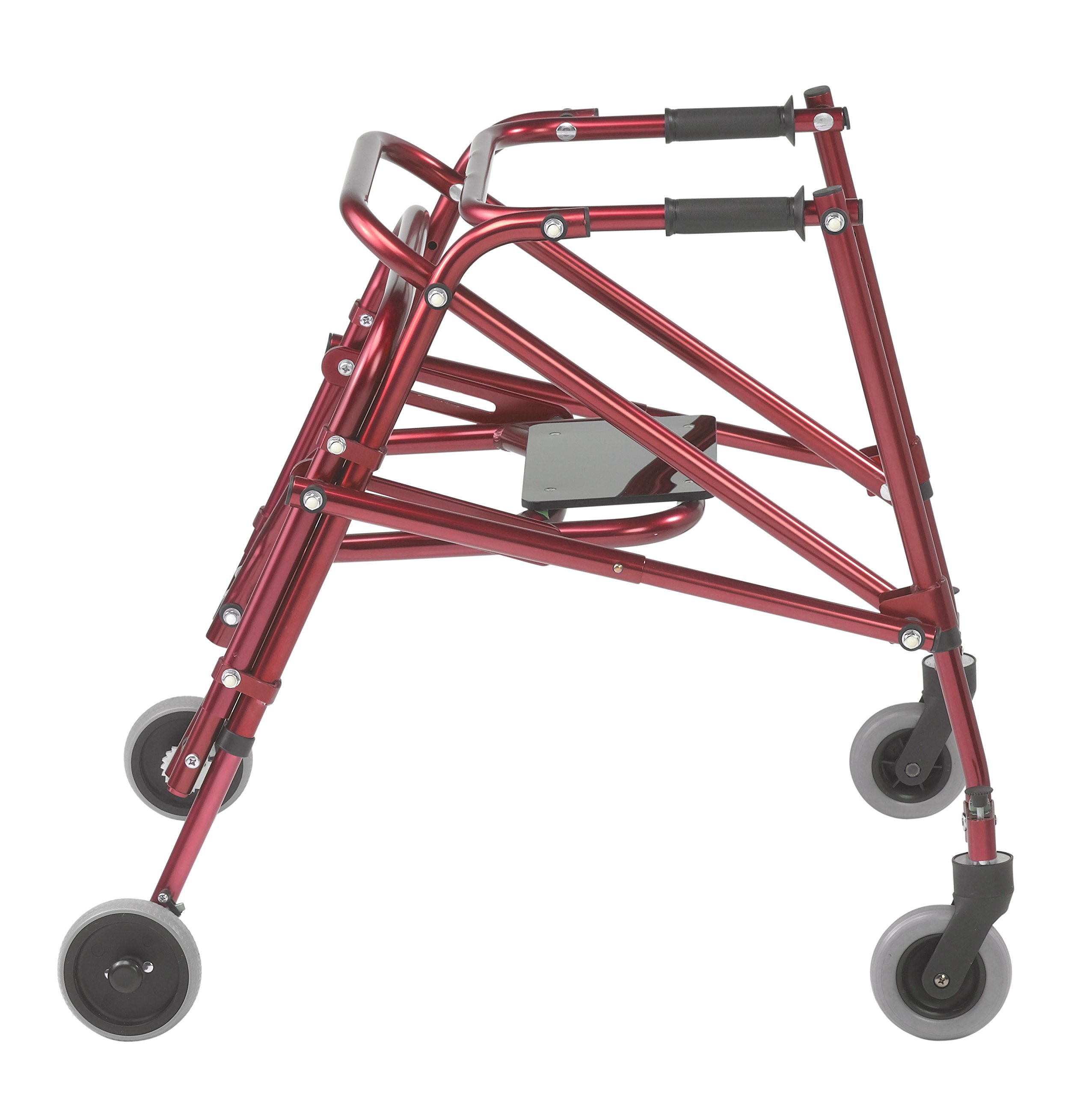 Drive Nimbo 2G Lightweight Posterior Walker with Seat - Medium Size, Castle Red & Free Navy Blue Medical Utility Bag | Foldable Mobility Aid for Seniors & Adults | Ideal for Indoor & Outdoor Use | Model KA3200S-2GCR