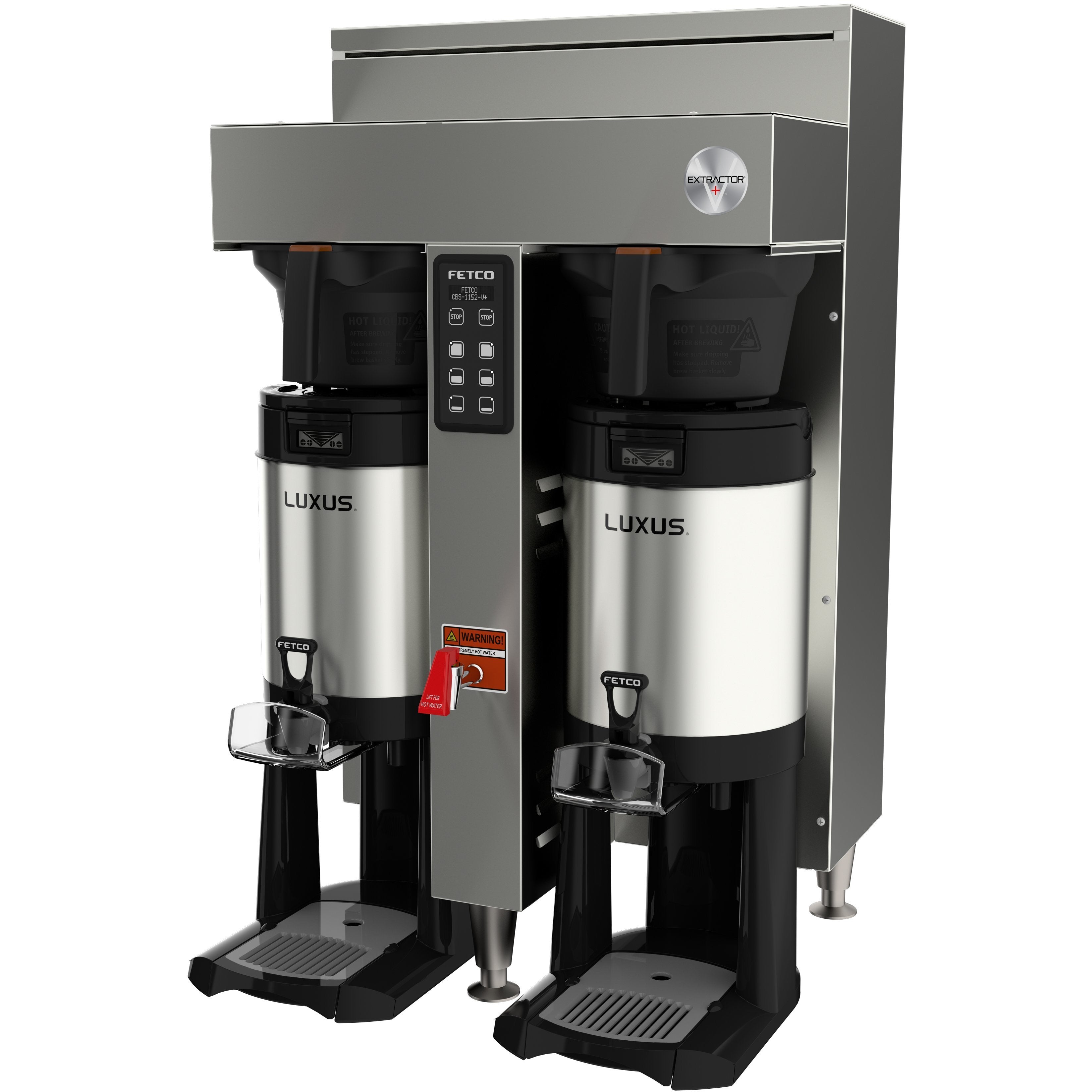 Fetco CBS 1152 V+ Twin Station Commercial Coffee Brewer - 2x3.0 kW/3x3.0 kW (Model E115251) - Perfect for Restaurants, Cafes & Offices