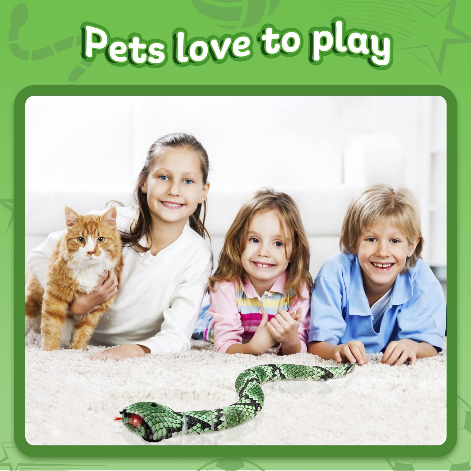 Smart Sensing Snake Cat Toy - USB Rechargeable Electric Simulation Slithering Serpent for Kittens, Cats & Dogs - Interactive Play Toy for Indoor Entertainment & Pet Exercise