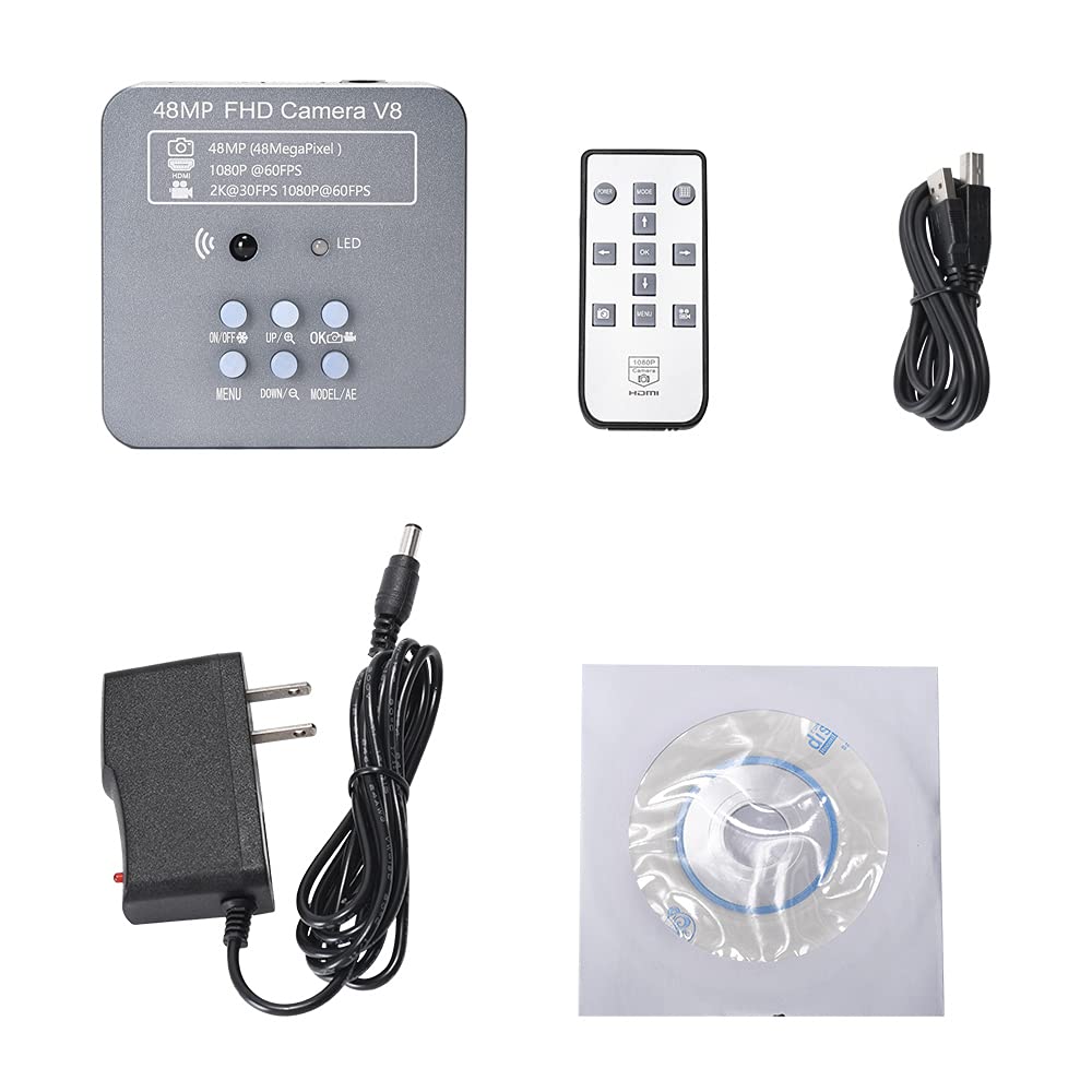 48MP 2K Full HD Digital Microscope Camera with USB & HDMI - Compatible with Windows 7/8/10 & Mac - Includes C-Mount 25mm/30mm/30.5mm Adapters & Software Calibration - Perfect for PCB Repair, Jewelry Inspection, Coin Collecting & Biological Research