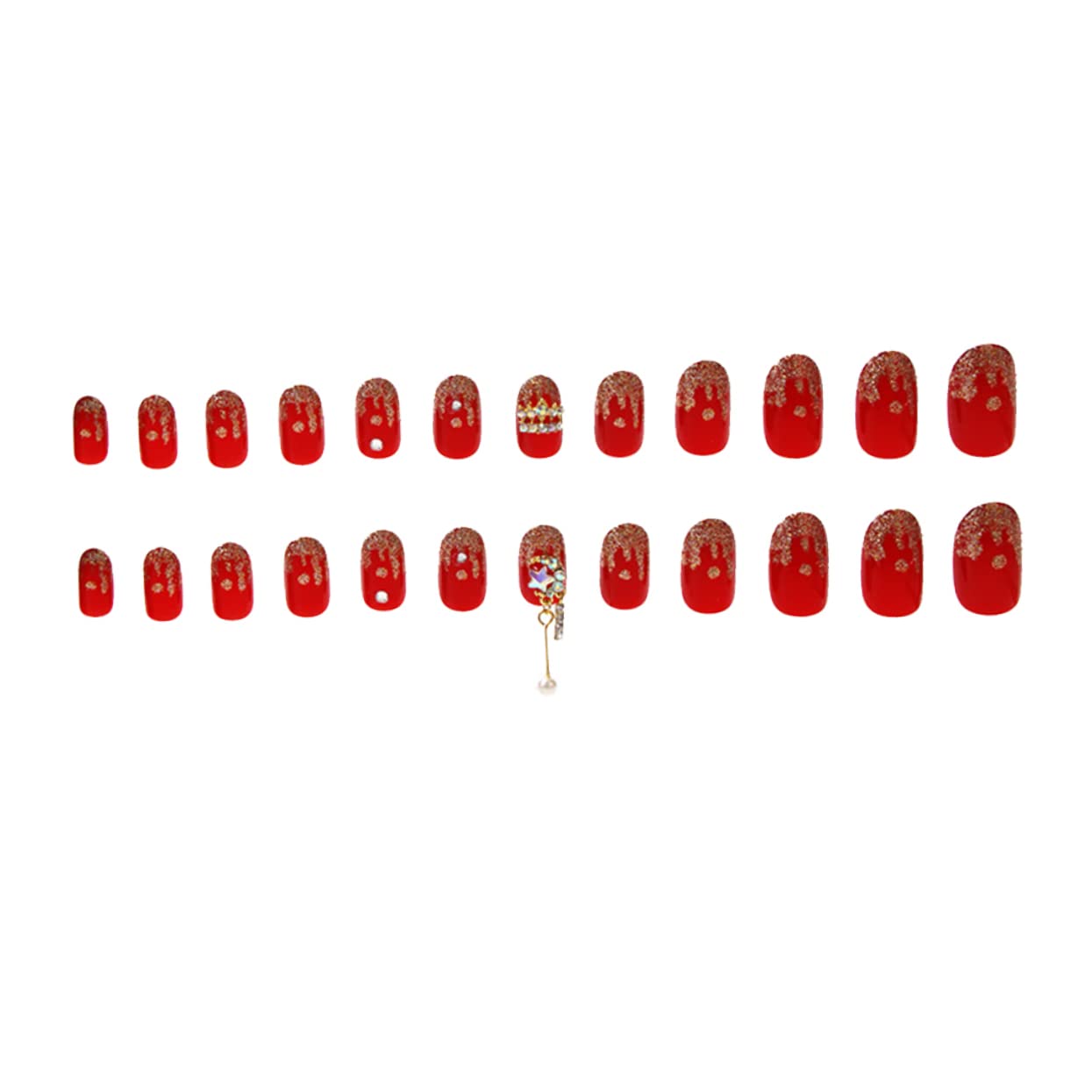 24pcs Rhinestone Nail Stickers - Red Crystal Nail Art Decals for DIY Manicure | Perfect for Parties, Weddings & Special Occasions
