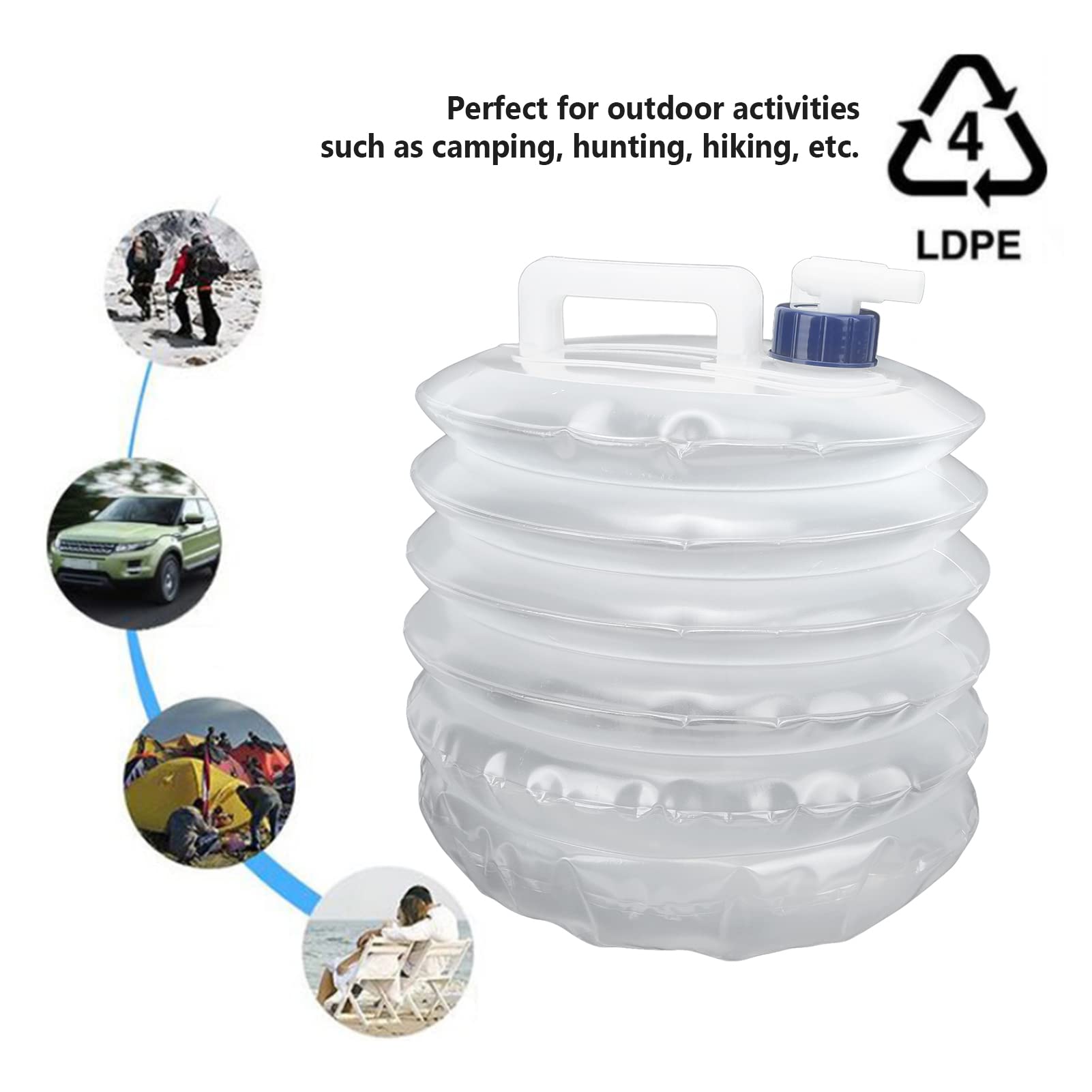 Aramox 10L Foldable Water Container with Spigot - Portable Collapsible Water Storage Jug for Outdoor Camping, Hiking, Climbing, Emergency Preparedness & Road Trips - BPA Free & Leak Proof Design