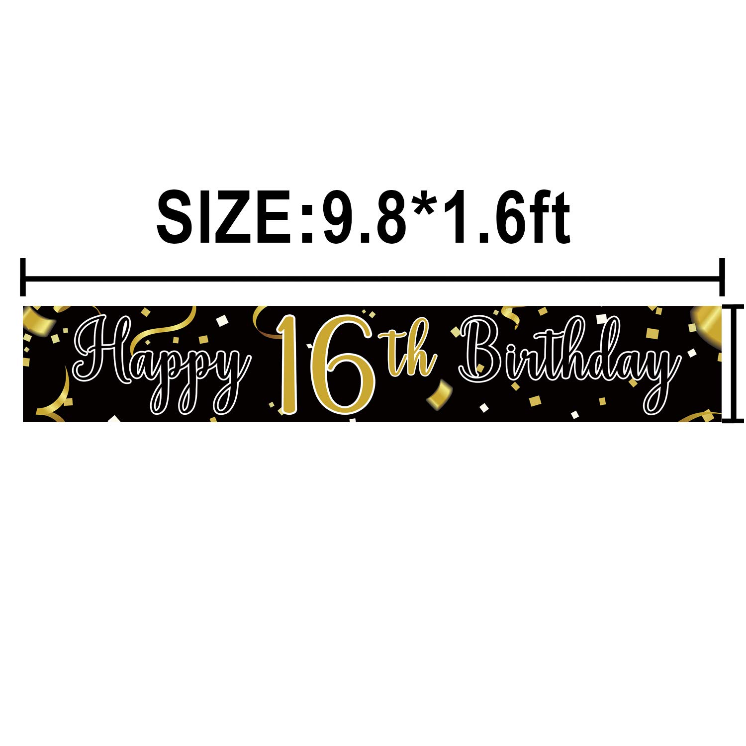 Large Happy 16th Birthday Banner - Cheers to 16 Years & 16 Fabulous - Hanging Party Decoration for Sweet 16 Celebrations - 9.8 x 1.6 ft Birthday Decor - Perfect for Teen Parties, Milestone Events & Photo Backdrops