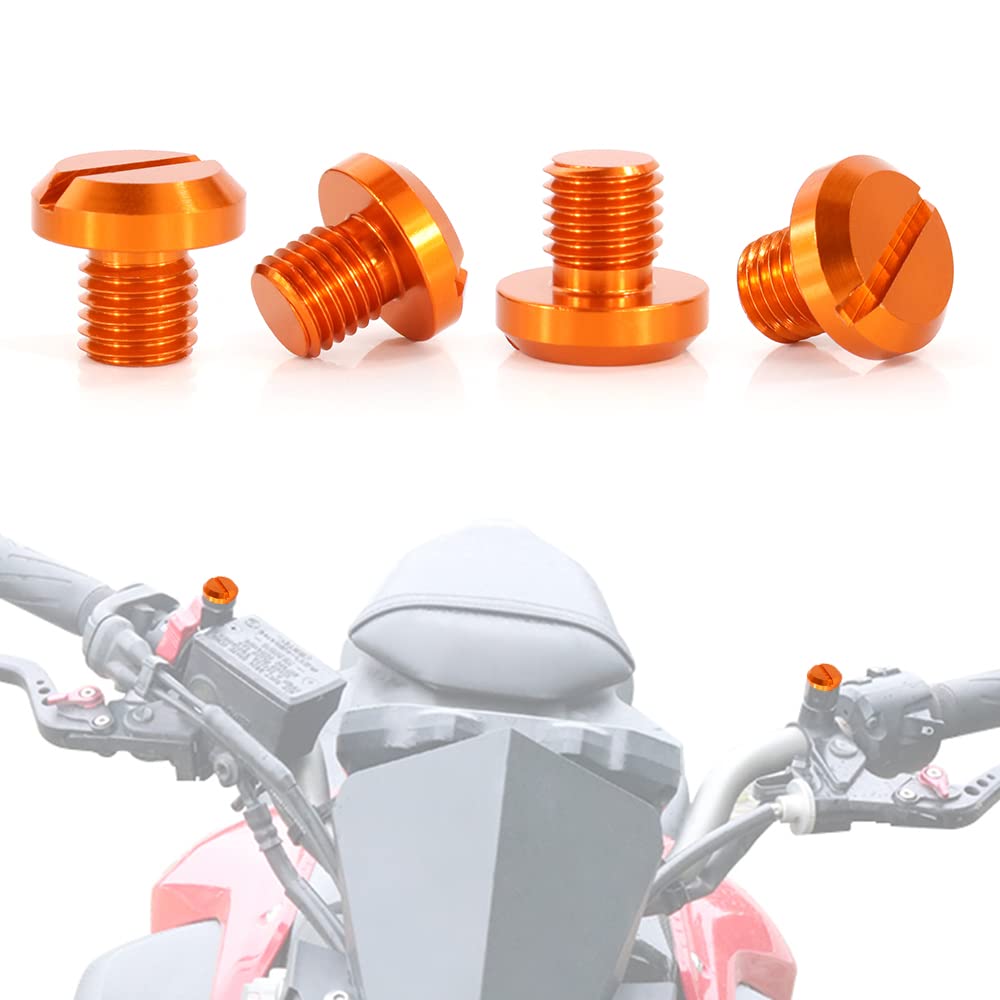Xitomer 4PCS M10x1.25 Aluminum CNC Mirror Hole Plugs - Orange - Universal Fit for Motorcycle, ATV, Car, Boat Accessories - Perfect for Customization & Protection