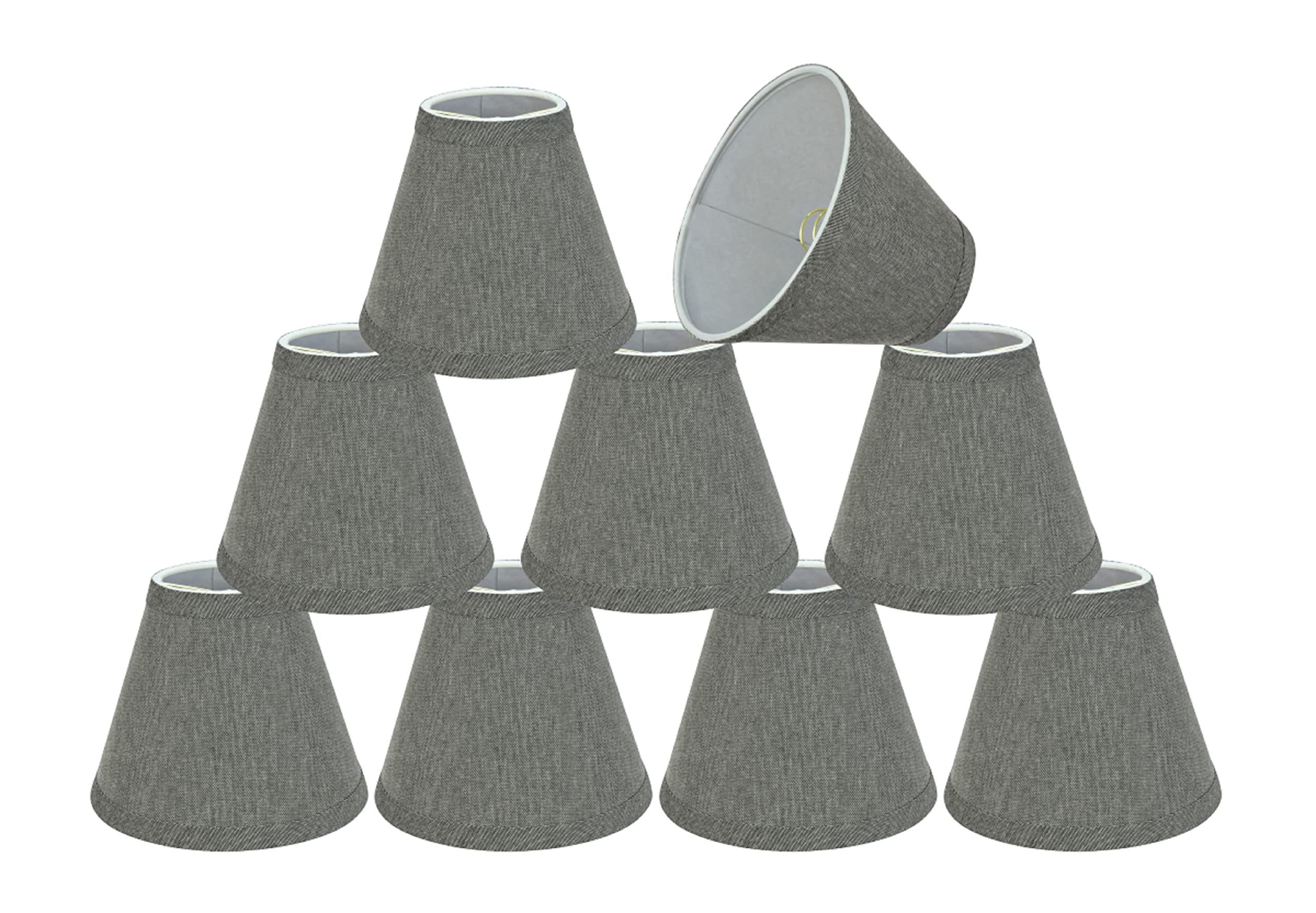 Aspen Creative 32122-9A Small Hardback Empire Shape Chandelier Clip-On Lamp Shade Set (9 Pack) - Transitional Grey Design, 6