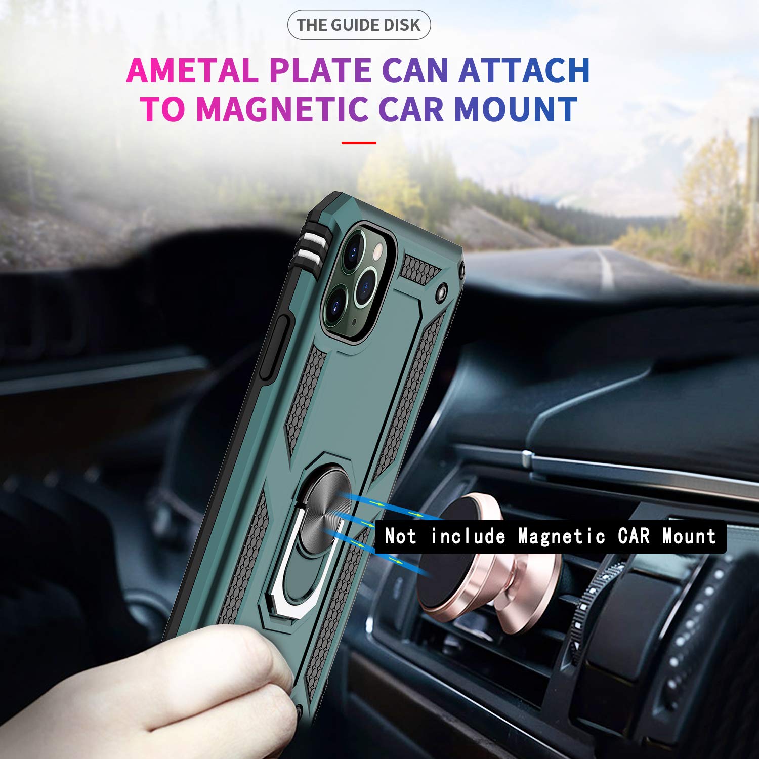 Military-Grade Shockproof iPhone 11 Pro Max Case with Tempered Glass Screen Protector [2 Pack] - Green Heavy Duty Phone Cover with Ring Kickstand for Apple iPhone 11 Pro Max 6.5 Inch | Perfect for Outdoor Activities, Work & Travel Protection