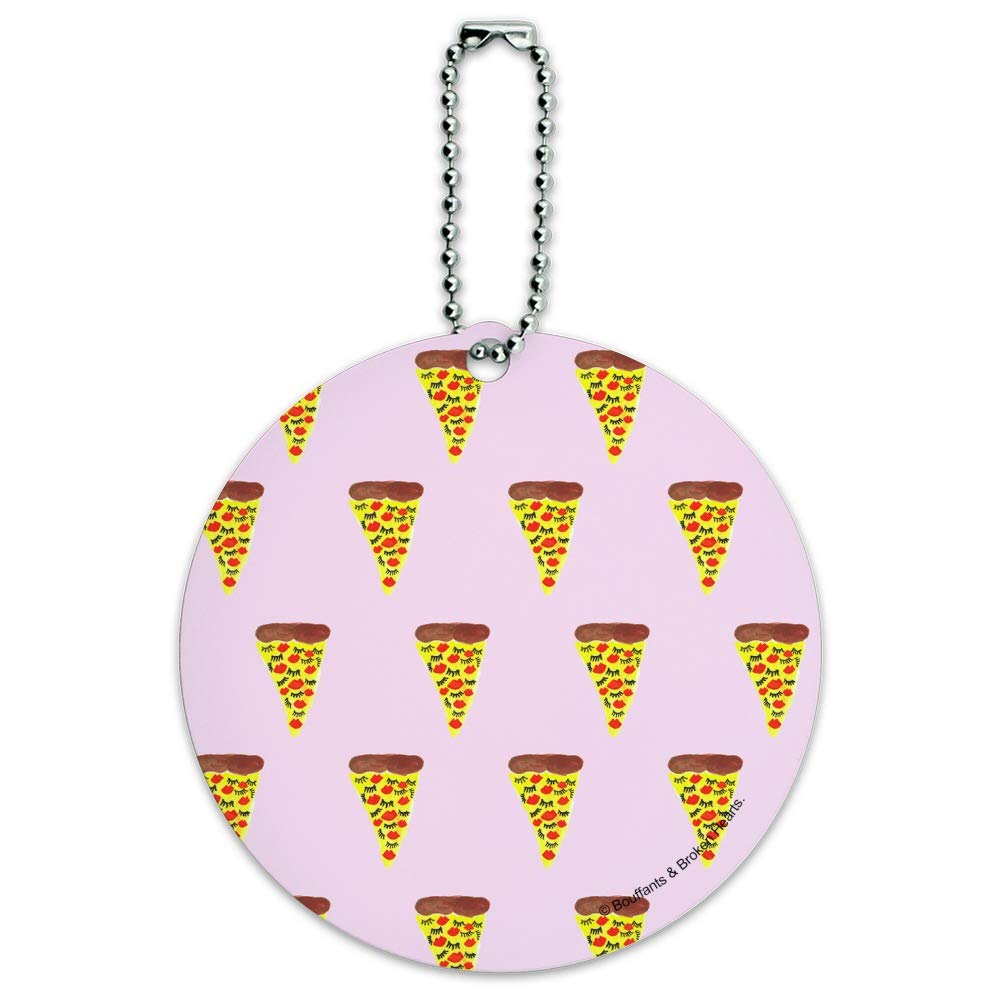 Stylish Pizza Eyelash Pattern Round Luggage ID Tag - Cute Suitcase Identification Card for Travel Bags & Carry-Ons - Perfect for Vacation, Business Trips & Airport Identification