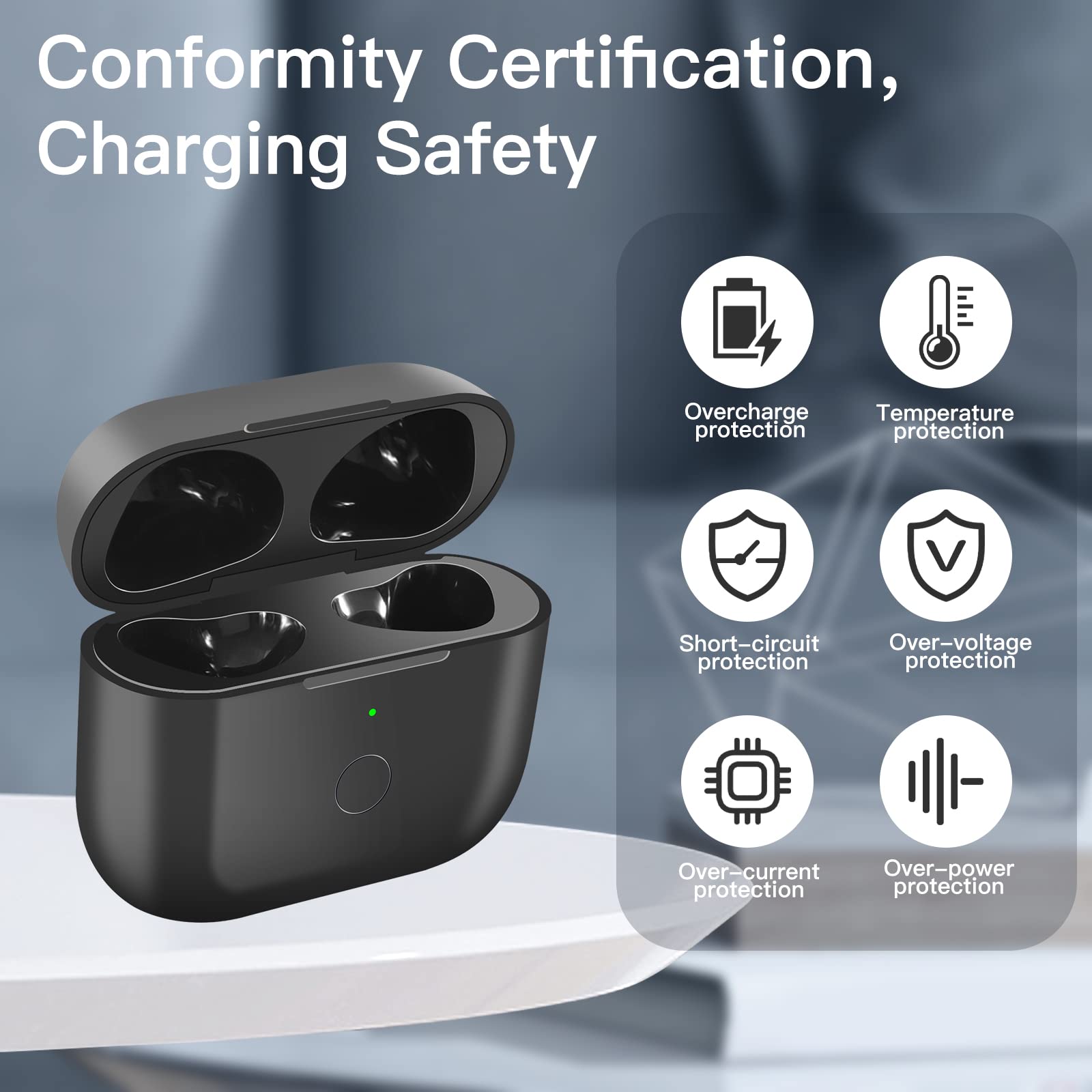Wireless Charging Case Replacement for AirPods 3rd Generation - Bluetooth Pairing Sync Button, Compatible with AirPod 3 (No Earbuds Included) - Perfect for Travel, Workouts & Daily Use - Black