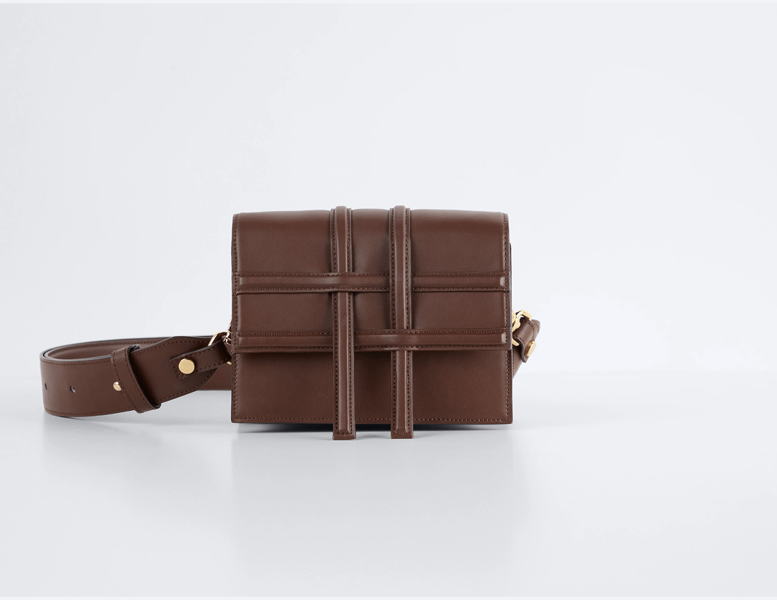 Voyager Vegan Italian Grape Leather Convertible Crossbody Bag for Women | Eco-Friendly Cruelty-Free Handbag | Perfect for Travel, Work & Everyday Use | Cocoa Brown