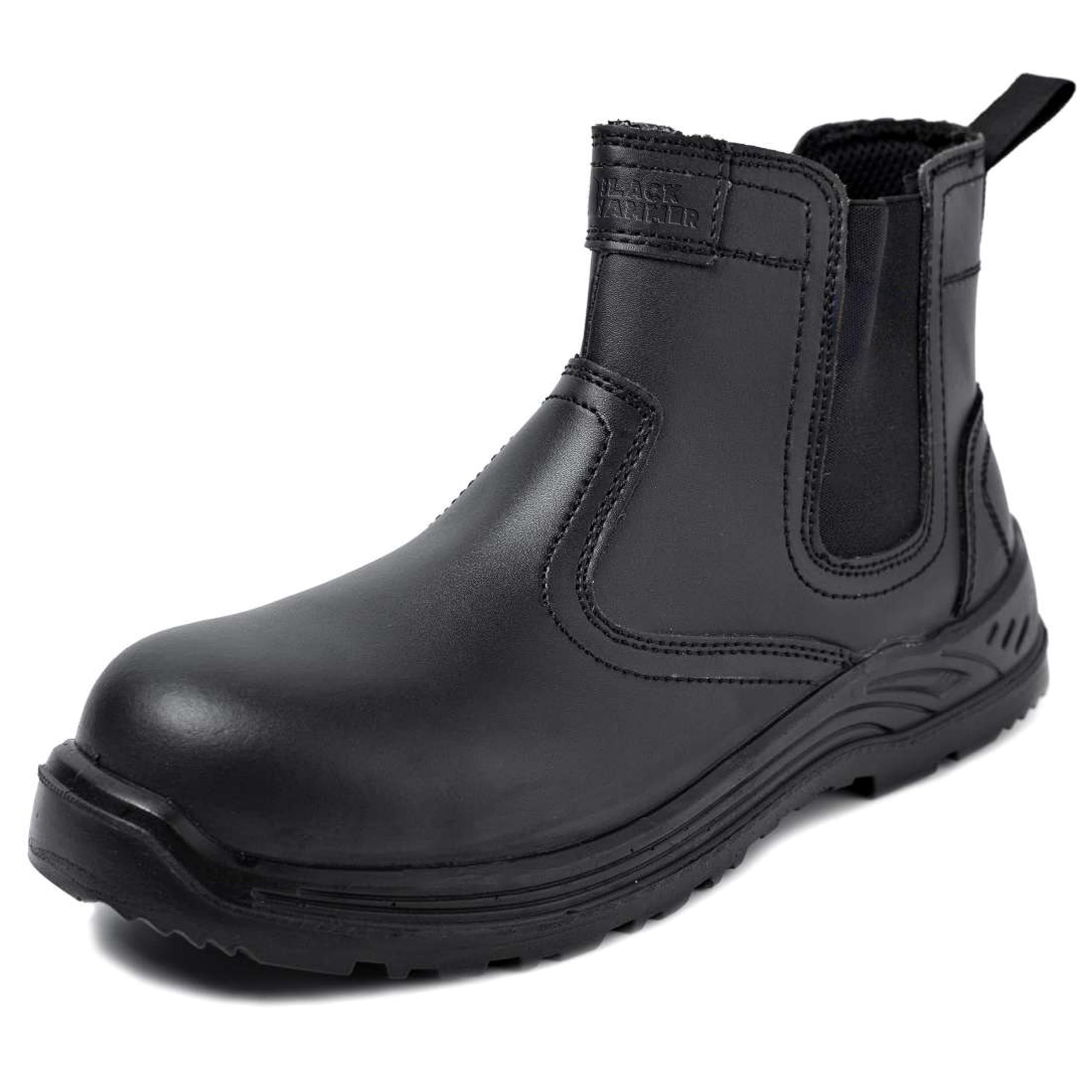 Black Hammer Men's Safety Boots - Steel Toe Chelsea Work Shoes | Leather Lightweight Ankle Footwear S3 SRC 8872 | Ideal for Construction, Warehouse & Industrial Work