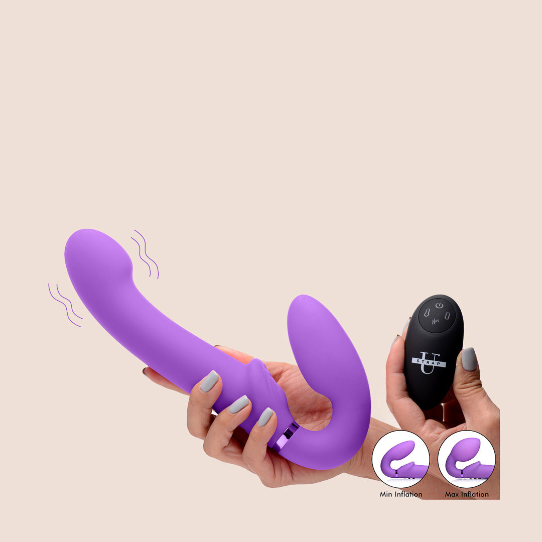 G Pulse Vibrating Strapless Strap-On Dildo | Inflatable & Powerful Vibrations for Couples Play, Lesbian Sex, and Solo Pleasure | Hands-Free Design for Ultimate Stimulation