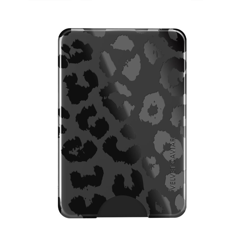 VELVET CAVIAR Magnetic Card Holder Wallet for iPhone 15/14/13/12 - Compatible with MagSafe & MagSafe Cases - Black Leopard Print (Holds 1-3 Cards) - Perfect for Everyday Use, Travel & Contactless Payments