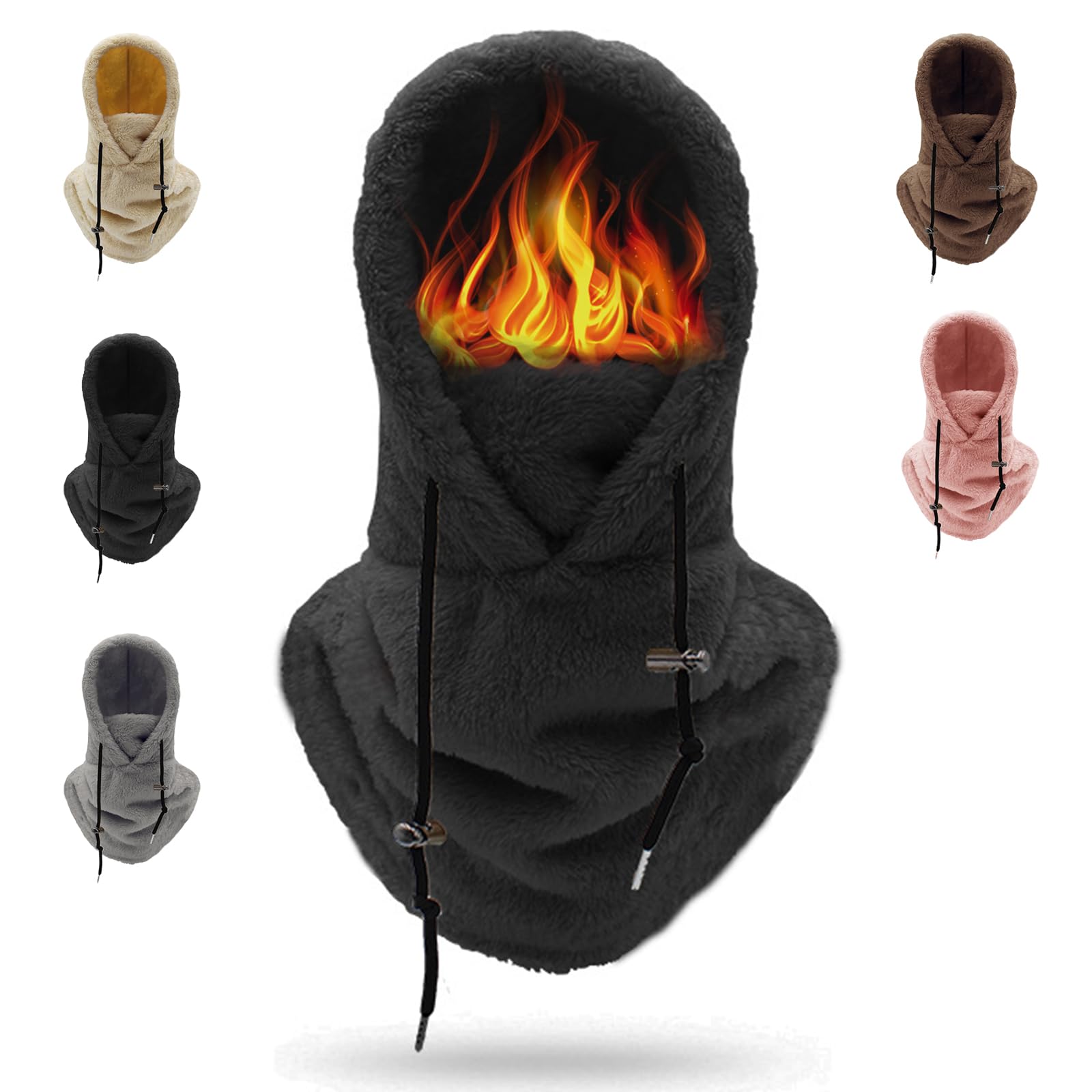 Sherpa Hood Ski Mask - Windproof Winter Balaclava for Skiing & Snowboarding - Adjustable Helmet-Compatible Face Cover for Cold Weather - Perfect for Ski Resorts, Snowmobiling & Outdoor Adventures