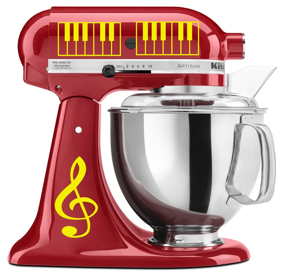 Treble Clef & Piano Keys Vinyl Decal Set for KitchenAid Mixers - Music Lover's Decorative Stickers - Dishwasher Safe & Removable - Perfect for Baking Enthusiasts & Home Decor