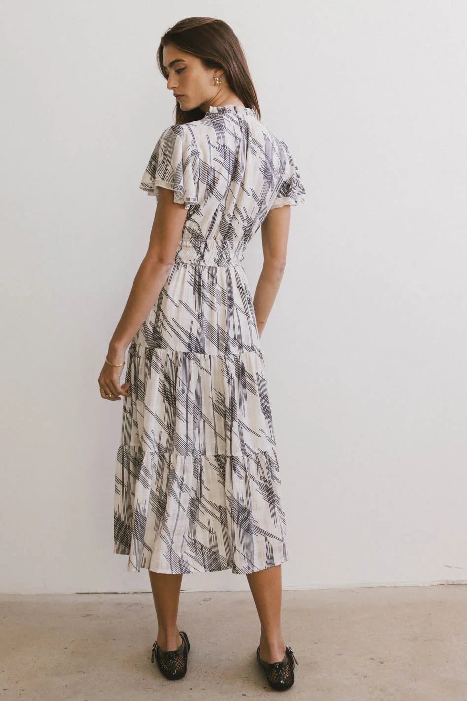 Stylish Mikaela Abstract Print Midi Dress for Women - Perfect for Casual Outings, Parties & Summer Vacations