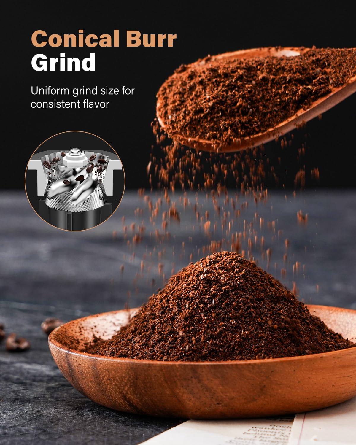 SHARDOR Electric Conical Burr Coffee Grinder - 51 Precise Settings, Adjustable Burr Mill with Stainless Steel Container & Digital Timer for Espresso, Drip Coffee & French Press - Perfect for Home Baristas & Coffee Enthusiasts