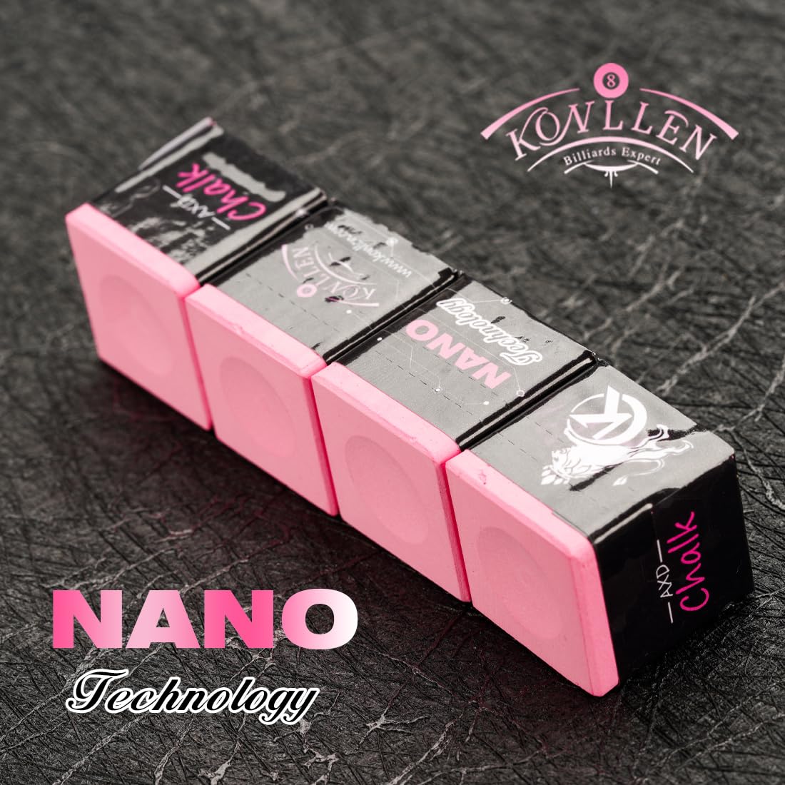 KONLLEN Professional Nano Technology Pool Cue Chalk - Tournament Grade Billiard Chalk for Reduced Miscues & Low Deflection | Durable & High-Performance for Competitive Play & Home Pool Tables