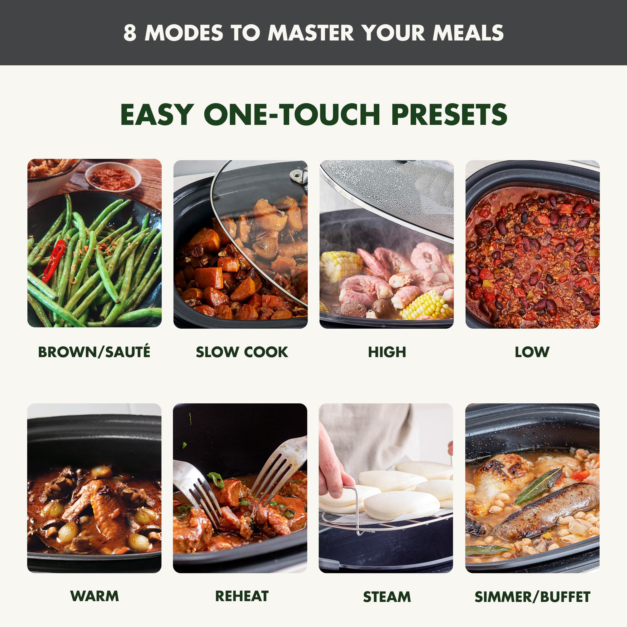 GreenPan Elite 8-in-1 Programmable 6QT Electric Slow Cooker with Dishwasher Safe Lid & Removable Crock - PFAS-Free Healthy Ceramic Nonstick Multi-Cooker for Searing, Sautéing, Browning, Steaming & Roasting - Perfect for Family Dinners, Meal Prep & Holiday Cooking (Graphite)