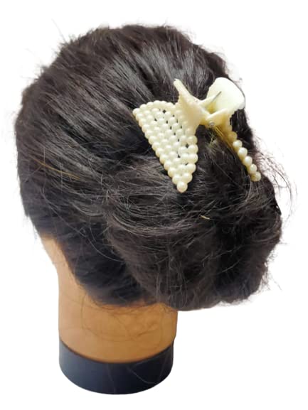 White Hair Claw Clips for Women & Girls - 4 Pack | Strong Grip Hair Accessories for Ponytail, Bun & Updo Hairstyles | Perfect for Home, Office & Special Occasions