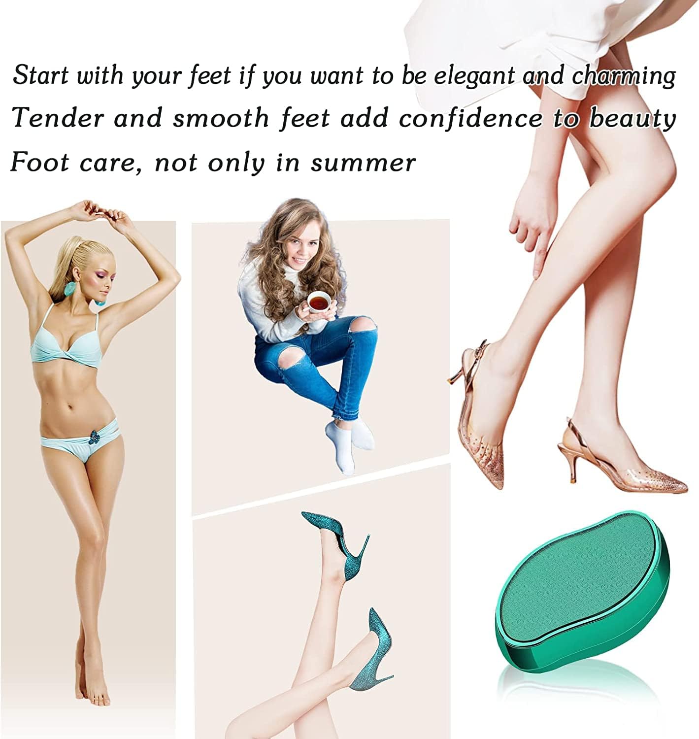 Scoovi Nano Crystal Glass Foot Grinder - Painless Callus Remover for Dry & Wet Use | Pedicure Tool for Dead Skin, Cracked Heels & Calluses | Perfect for Home Spa & Foot Care Routine