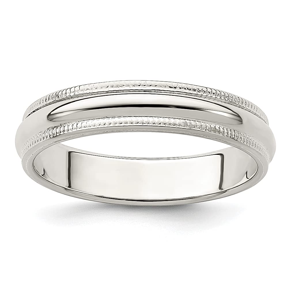 925 Sterling Silver 4mm Half Round Milgrain Size 10 Wedding Band Ring - Classic Elegant Jewelry for Women, Perfect as Anniversary Gift, Engagement Ring or Bridal Jewelry Set