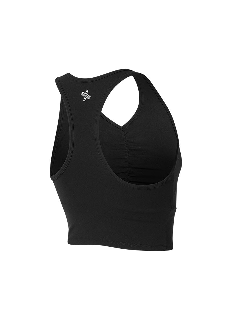 Black Label Signature Power Rise Shirring Crop Top - Sexy Women's Fashion Tops for Night Out, Party & Summer Outfits