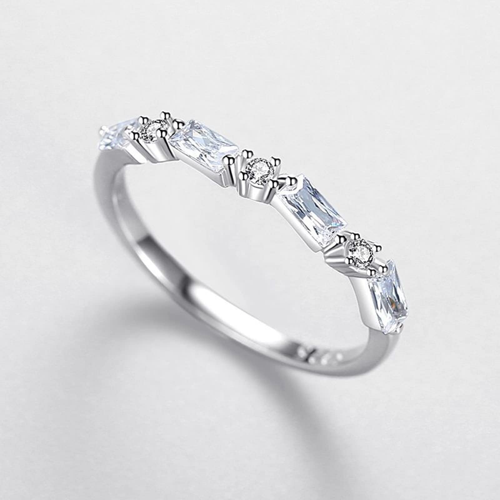 Sterling Silver Cubic Zirconia Promise Rings for Women - Unique Irregular Design Wedding Band, Anniversary Gift for Her - Perfect for Engagement, Valentine's Day & Special Occasions