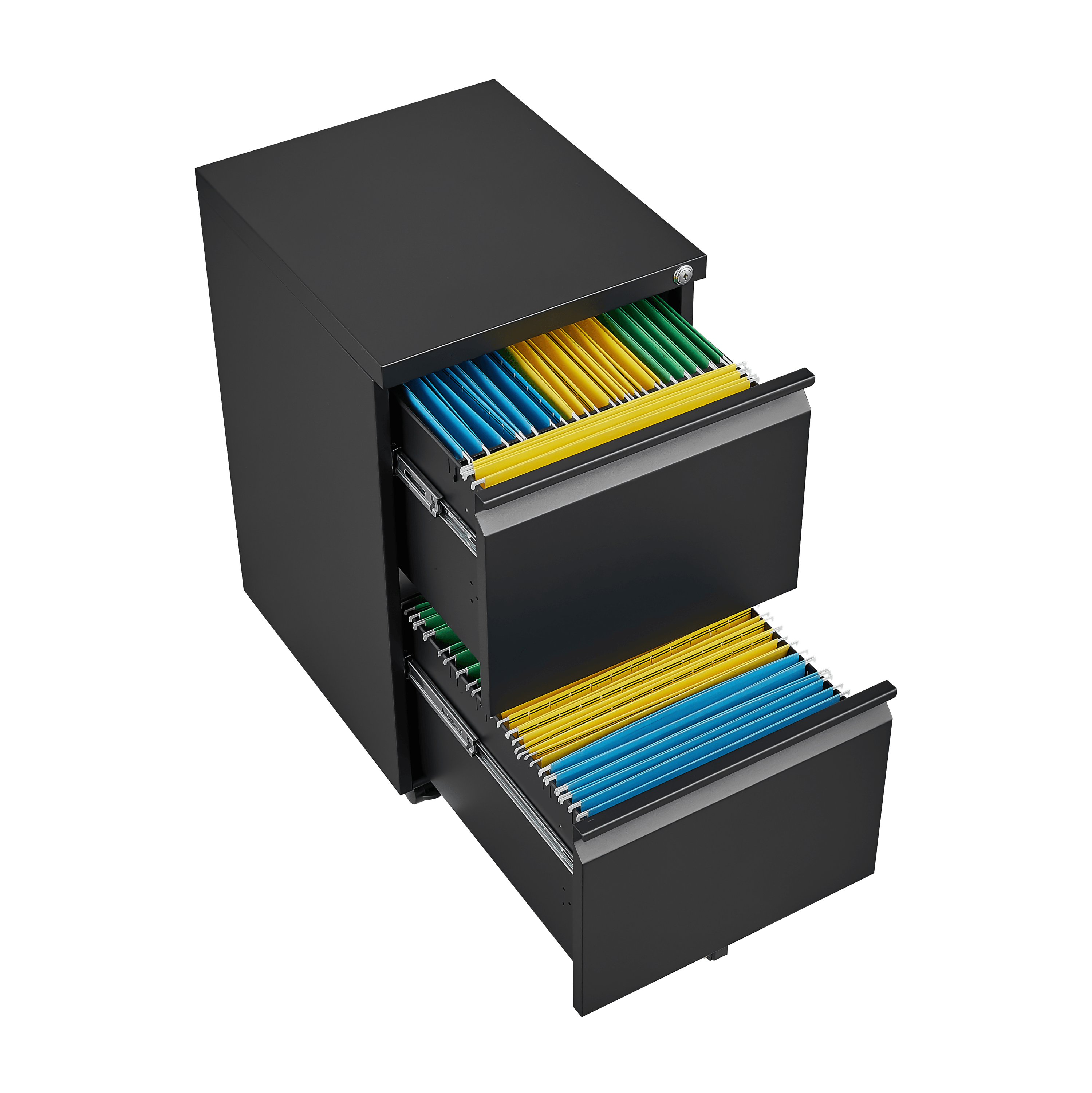 2 Drawer Locking File Cabinet - Metal Under Desk Rolling Storage for Letter, Legal & A4 Documents | Home Office Organization | Mobile Filing Cabinet with Wheels (Black, Assembly Required) | Perfect for Small Spaces & Office Document Storage