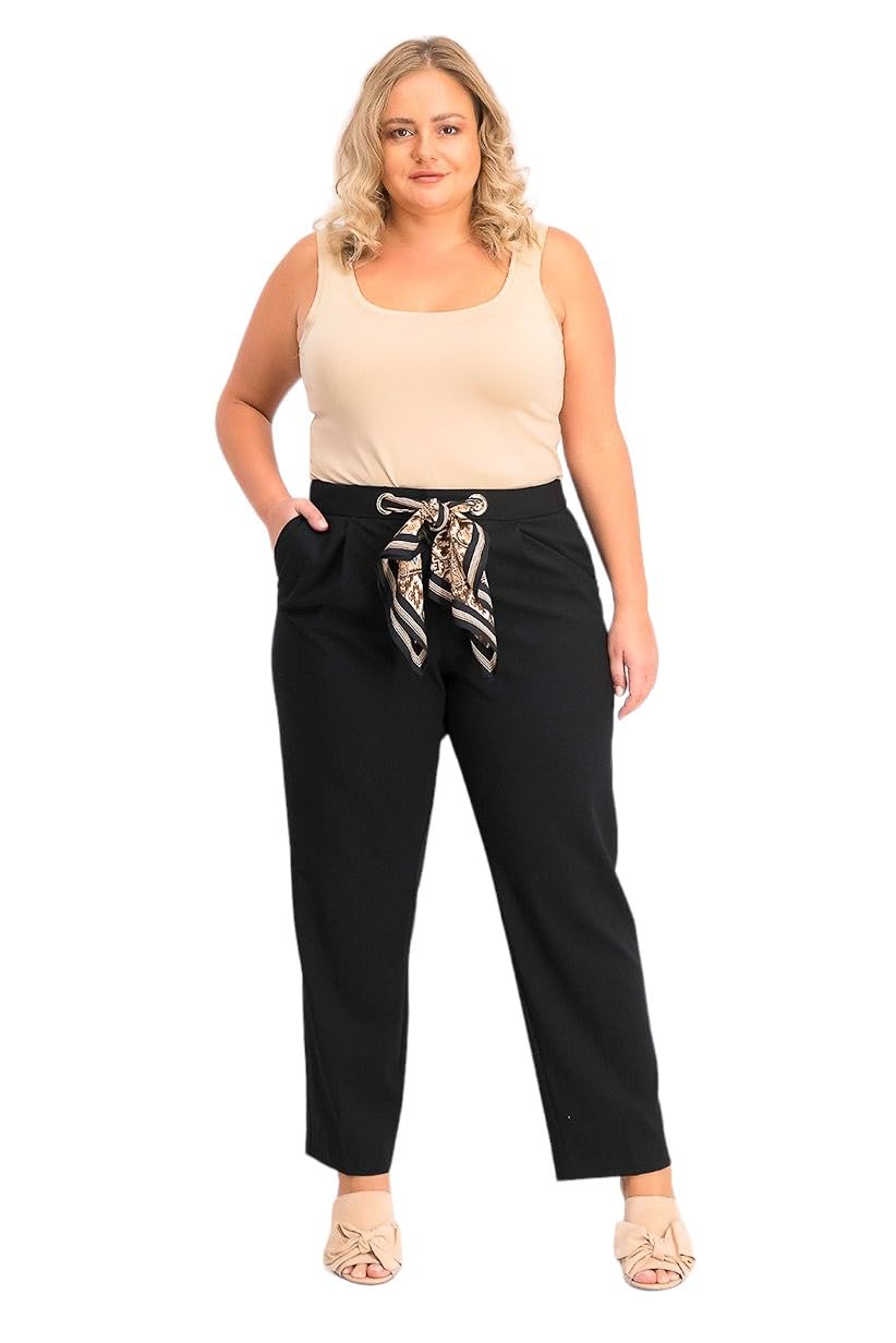 Calvin Klein Women's Straight Leg Belted Pants - Classic Office & Casual Trousers for Work, Business & Everyday Wear