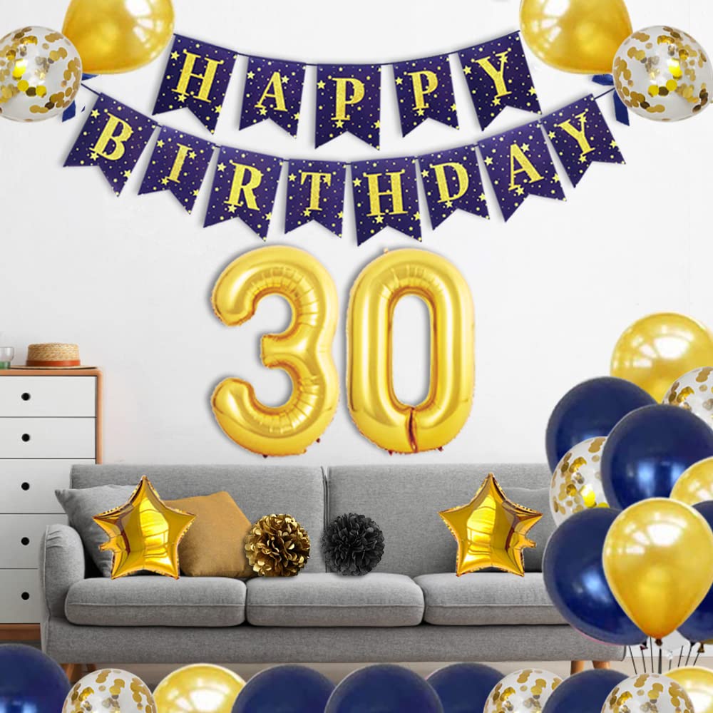 30th Birthday Party Decorations Set - Gold 