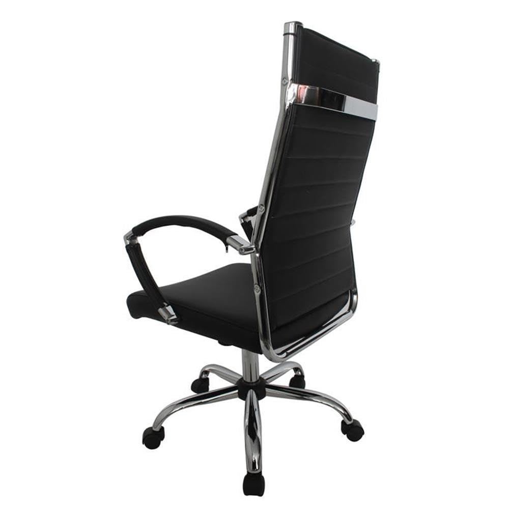 Furniture of America Damse Faux Leather Large Adjustable Office Chair in Black - Ergonomic Executive Desk Chair for Home Office, Gaming & Workstation