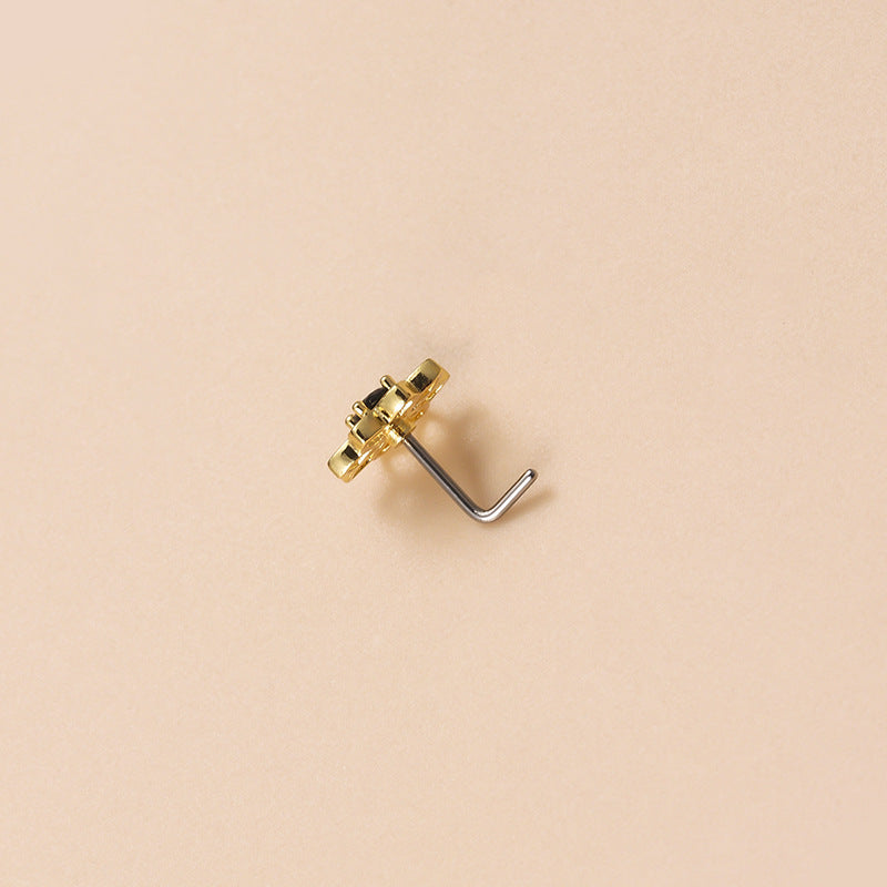 20G Hamsha Straight Nose Screw - High-Quality Stainless Steel Nose Ring for Cartilage Piercing | Perfect for Everyday Wear, Parties & Body Jewelry Collection | HSPJ835