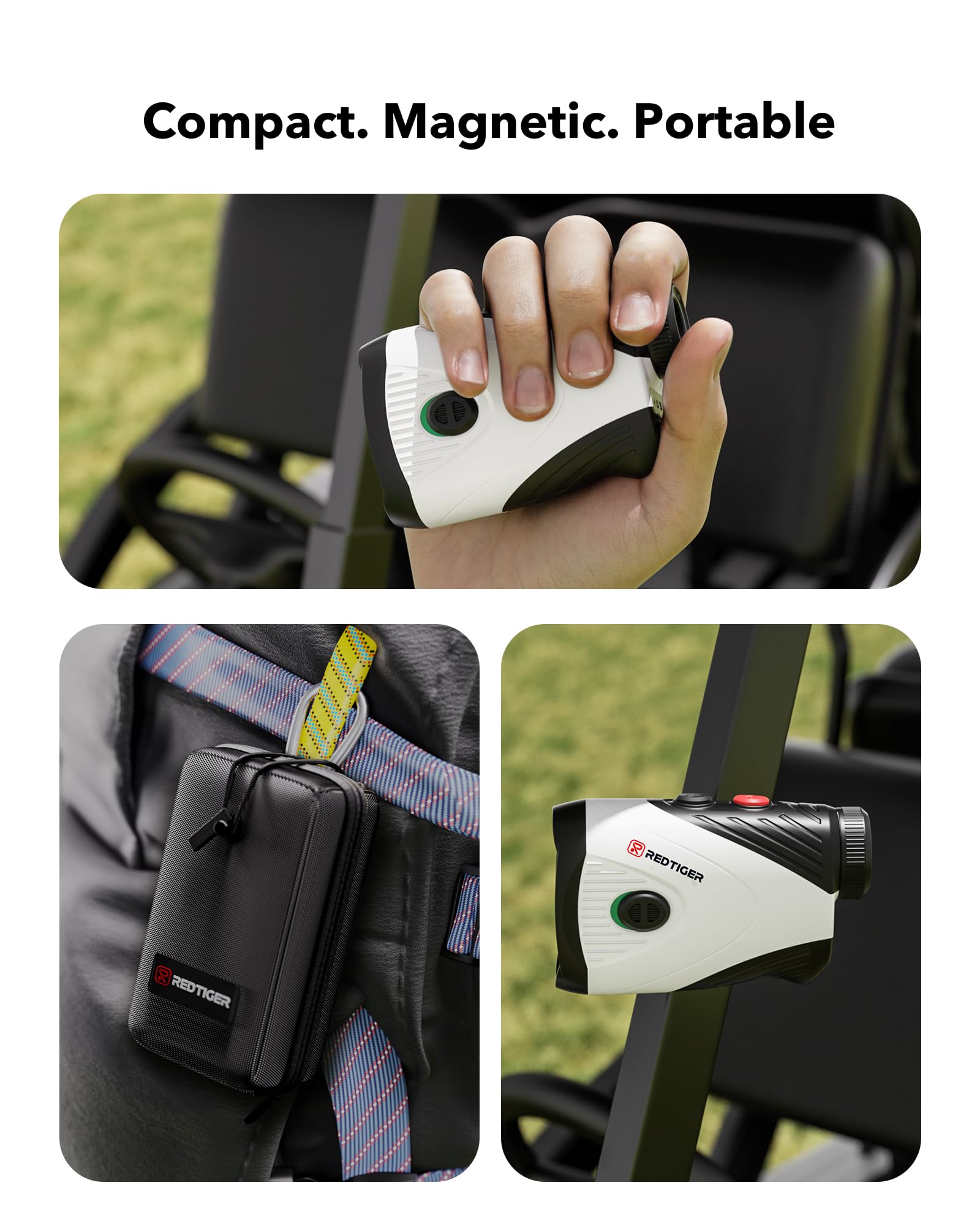 REDTIGER Golf Rangefinder with Slope - 1200 Yard Laser Range Finder for Golfing | 7X Magnification, Flag Lock Vibration, Rechargeable & Magnetic Strip | GolfVue Series 1 | Perfect for Tournament Play & Course Practice