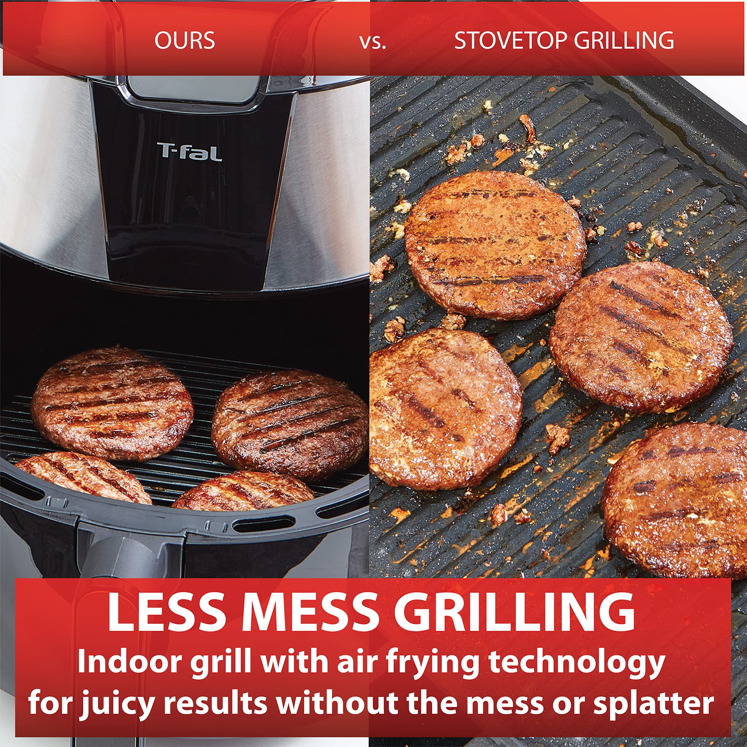 T-fal Easy Fry XXL 5.9 Quart Air Fryer & Grill Combo - One-Touch Digital Screen, 8 Preset Programs, Black Stainless Steel - Perfect for Healthy Cooking, Family Meals & Quick Weeknight Dinners