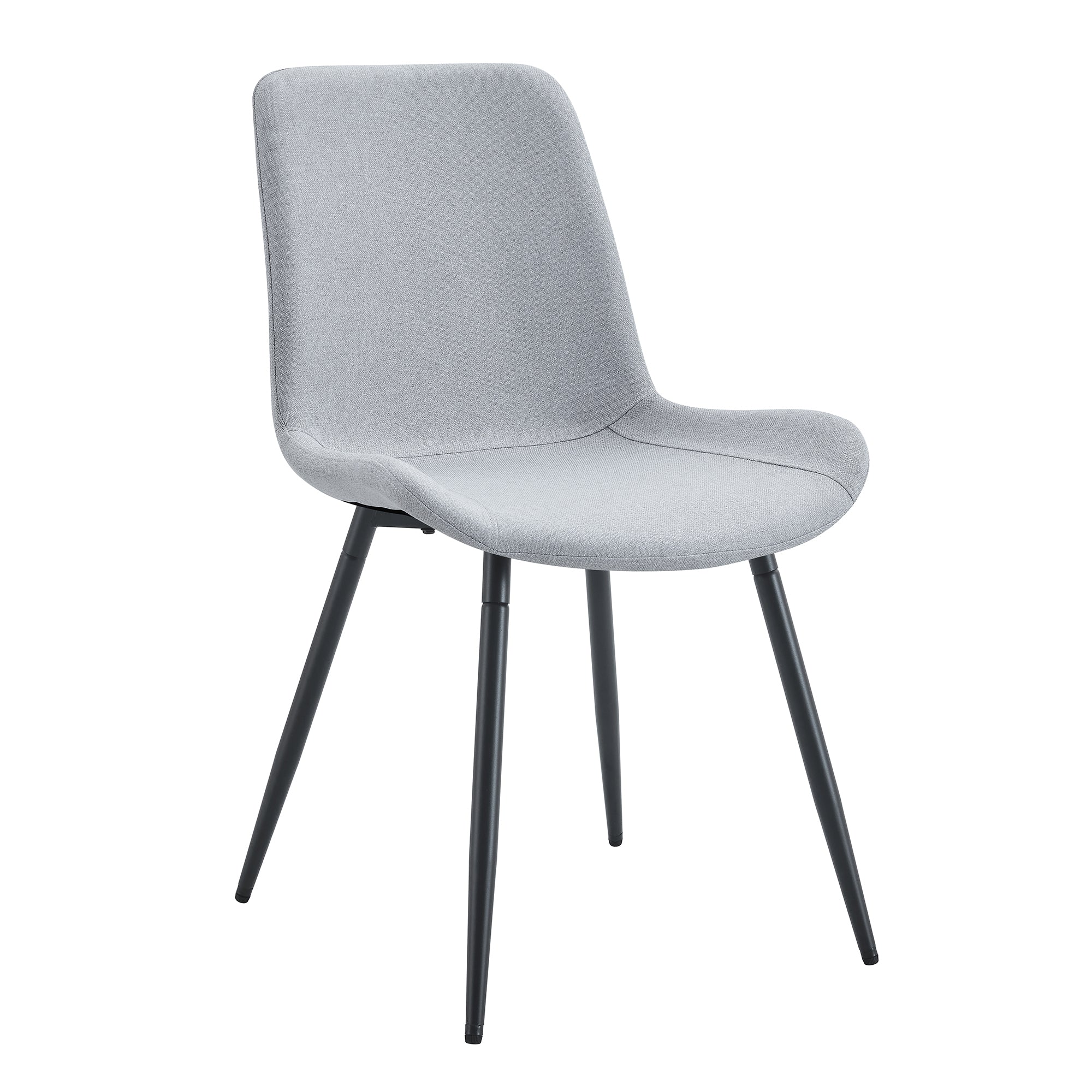 6-Piece Light Gray Linen Cotton Dining Chair Set - Ergonomic Curved Cushion Design for Comfortable Seating | Perfect for Dining Room, Kitchen, and Home Decor