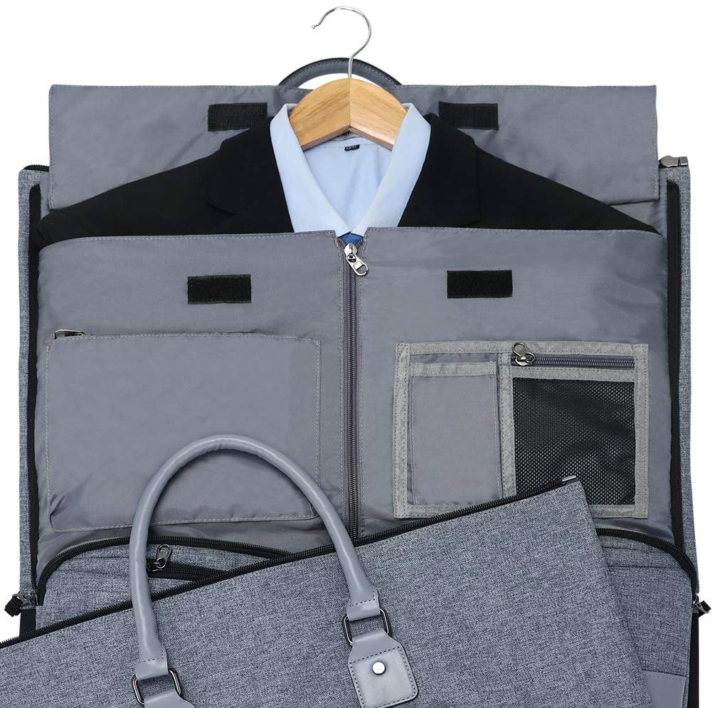 Modoker Convertible 2-in-1 Garment & Duffel Bag with Toiletry Pouch - Carry On Luggage for Business Travel, Weddings & Vacations - Multi-Functional Hanging Suitcase for Men & Women (Grey)