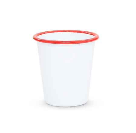 Vintage Style Small Enamelware Tumbler Set of 4 - 10 oz Red Rim Camping Cups for Coffee, Tea & Outdoor Picnics