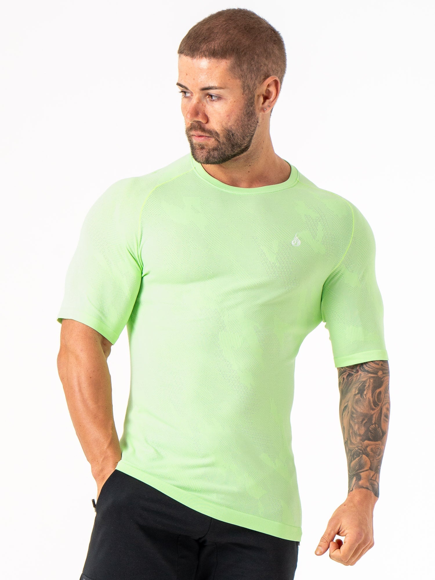 Aero Core Seamless T-Shirt for Men - Breathable Quick-Dry Performance Shirt in Lime Green - Perfect for Gym, Running & Outdoor Activities
