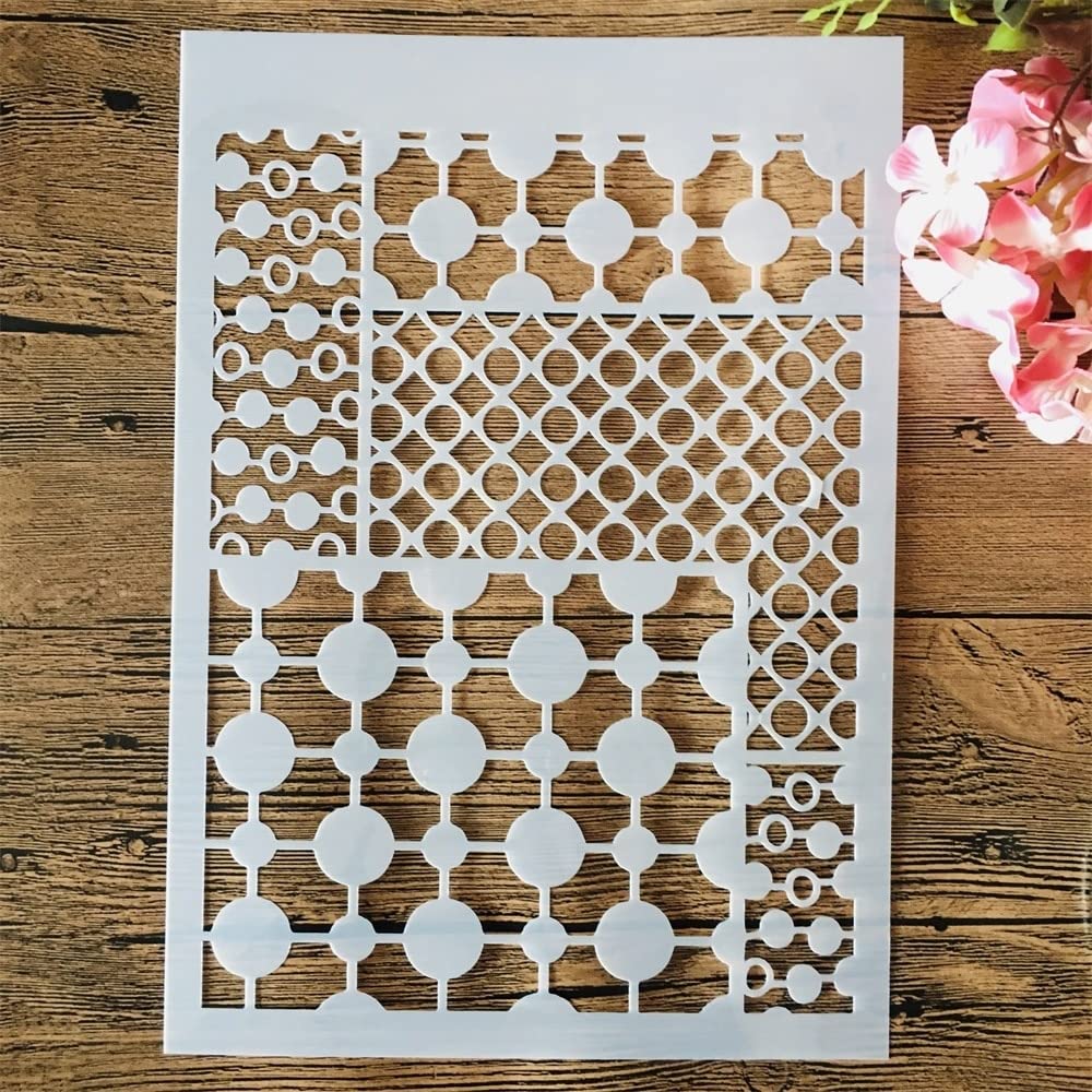 Reusable A4 29cm Geometric Circle Line Stencil for DIY Art Painting, Craft Projects & Home Decoration | Perfect for Wall Art, Canvas Painting & Scrapbooking