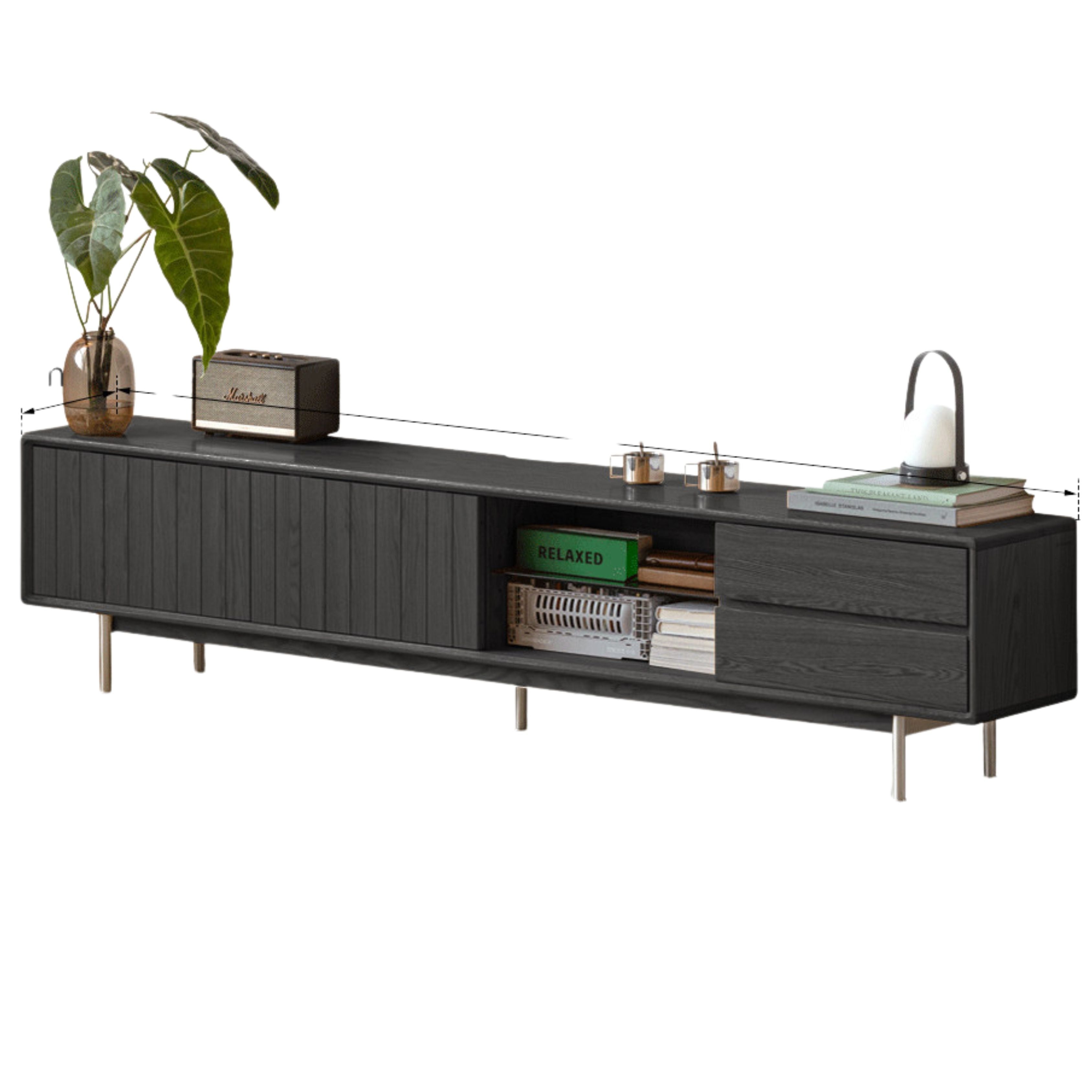 86.6x13.8x19.7 inch / 220x35x50 cm  / smoke color / TV cabinet