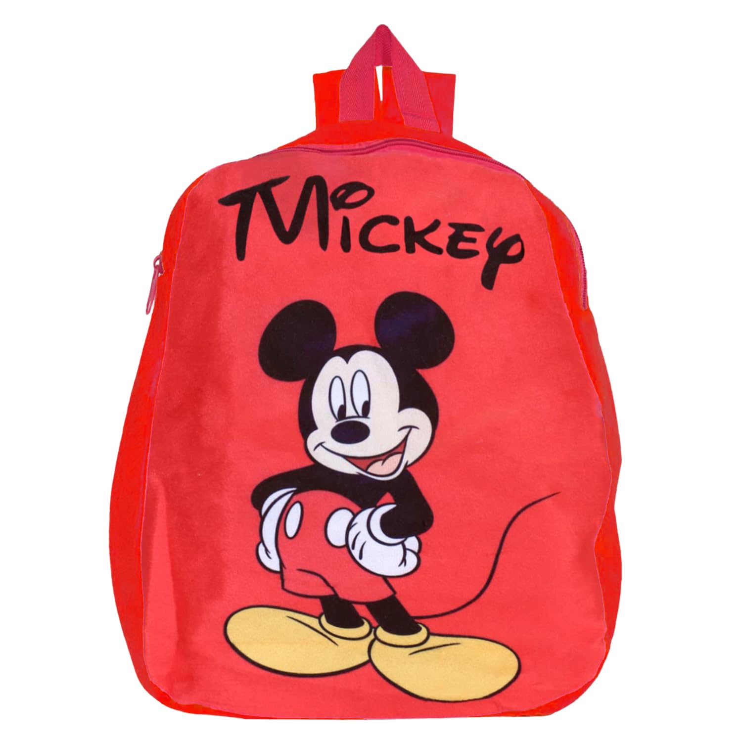 Disney Mickey Mouse Kids Backpack - 2 Compartment Velvet School Bag for Boys & Girls | Durable Red Backpack for School, Travel & Daily Use | Official Disney Licensed Product