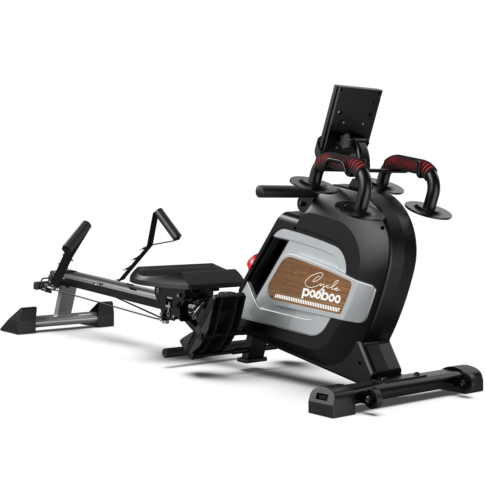 Pooboo Magnetic Rowing Machine - 360 LB Weight Capacity, Foldable Rower for Home Gym with Tablet Holder & Comfortable Seat Cushion | Full-Body Workout Equipment for Cardio & Strength Training | Perfect for Small Spaces & Apartment Fitness