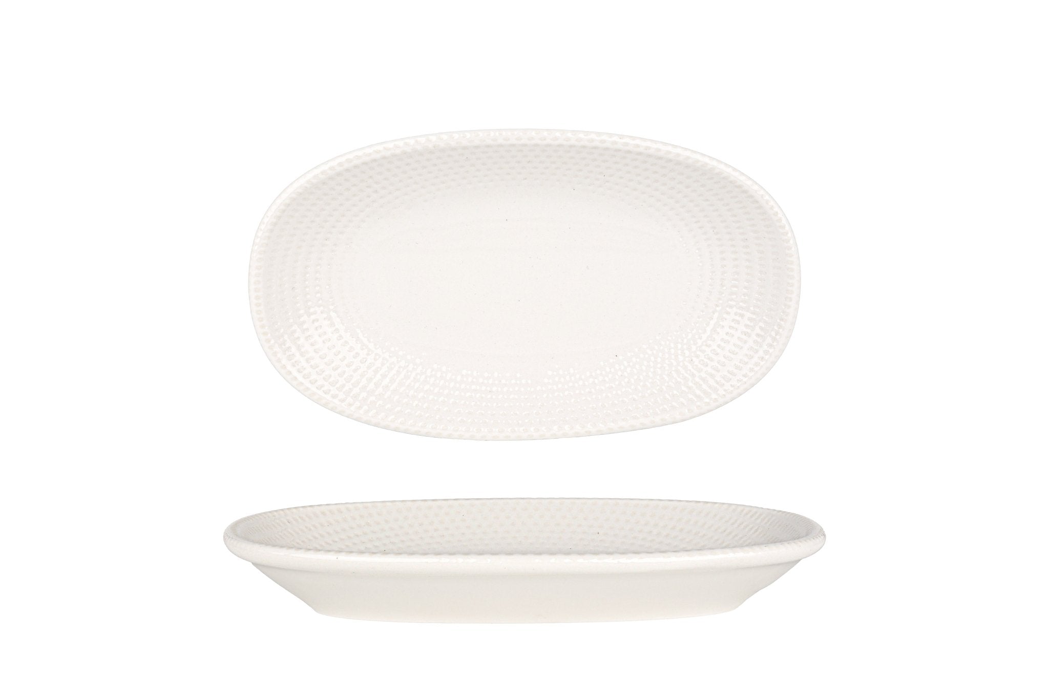 Pure Dot Service Plate 24x14 cm - Elegant Porcelain Appetizer Dish for Restaurants, Catering & Home Entertaining - Perfect for Weddings, Parties & Fine Dining
