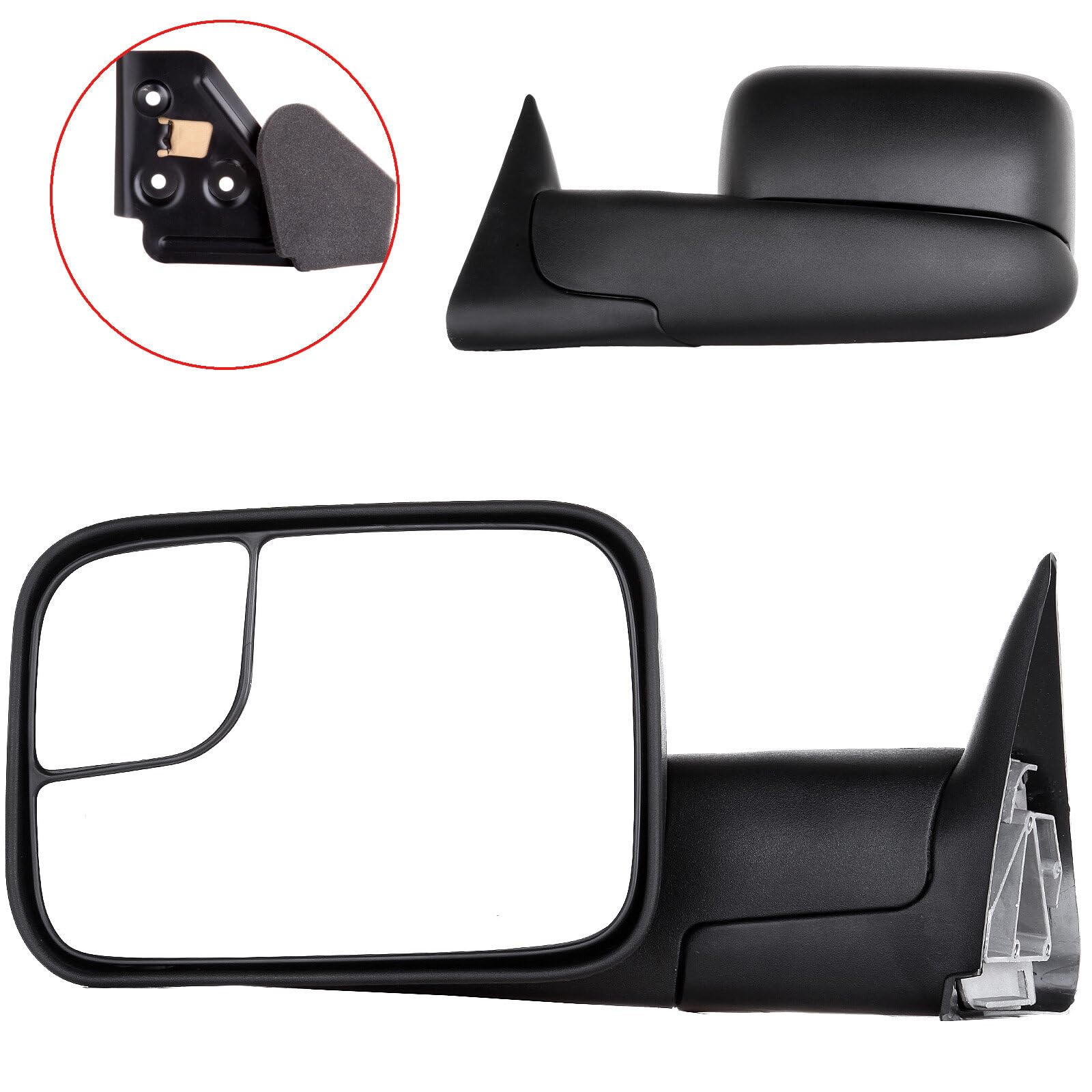 ECCPP Towing Mirrors for Dodge Ram 1500/2500/3500 (1994-2002) - Manual Adjust, No Heat, No Turn Signal - Left & Right Side Replacement Mirrors - Perfect for Towing, Camping & Off-Road Adventures