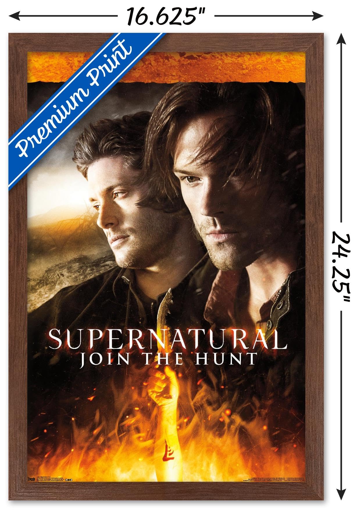 Trends International Supernatural Fire Wall Poster - 14.725 x 22.375 Inches Mahogany Framed Art Print - Perfect for Home Decor, Office, Bedroom & Gift Giving
