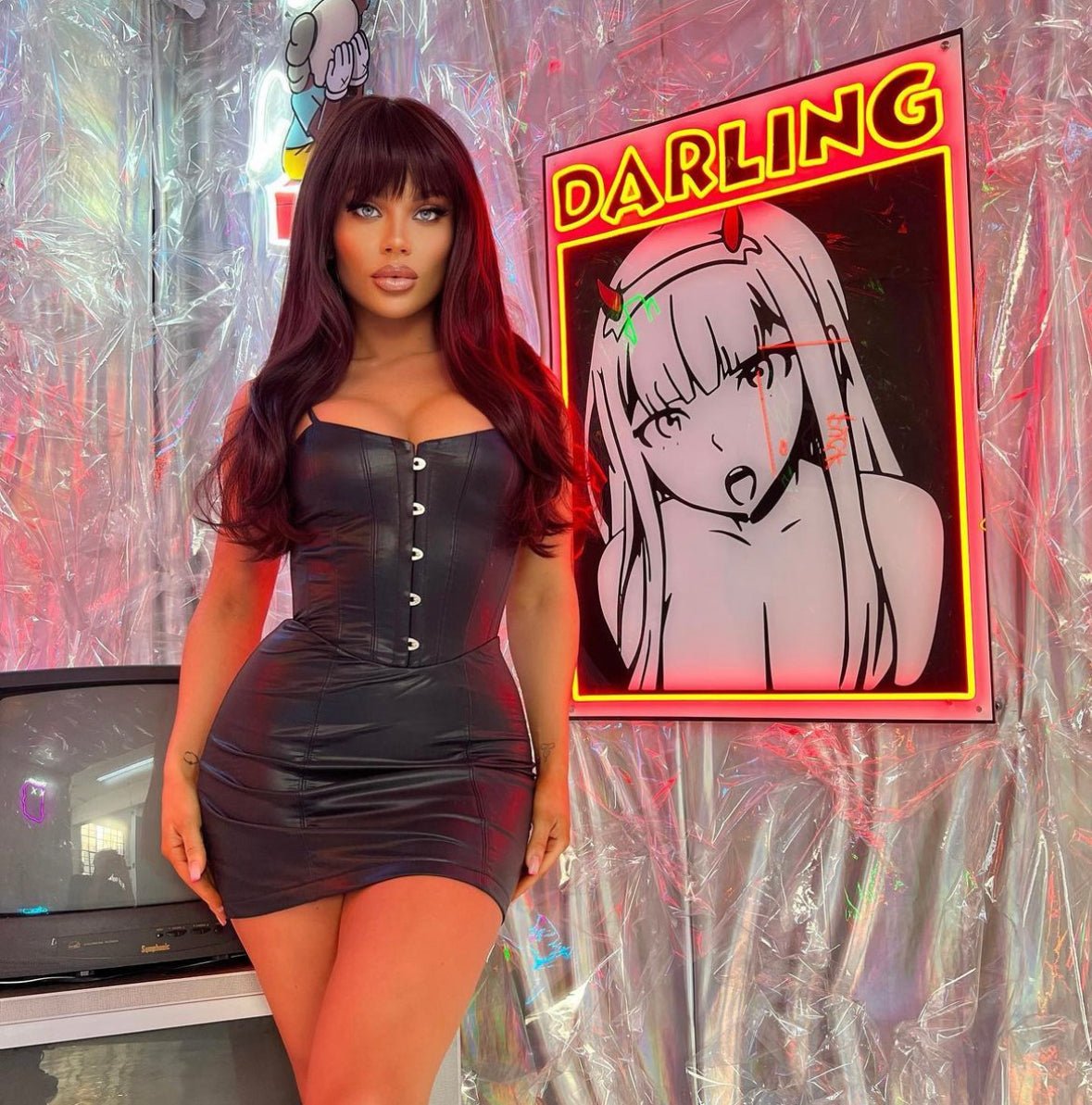 Sexy Black Faux Leather Mini Dress with Spaghetti Straps & Corset Back Zipper - Perfect for Night Out, Club Wear, Date Night and Party Outfits